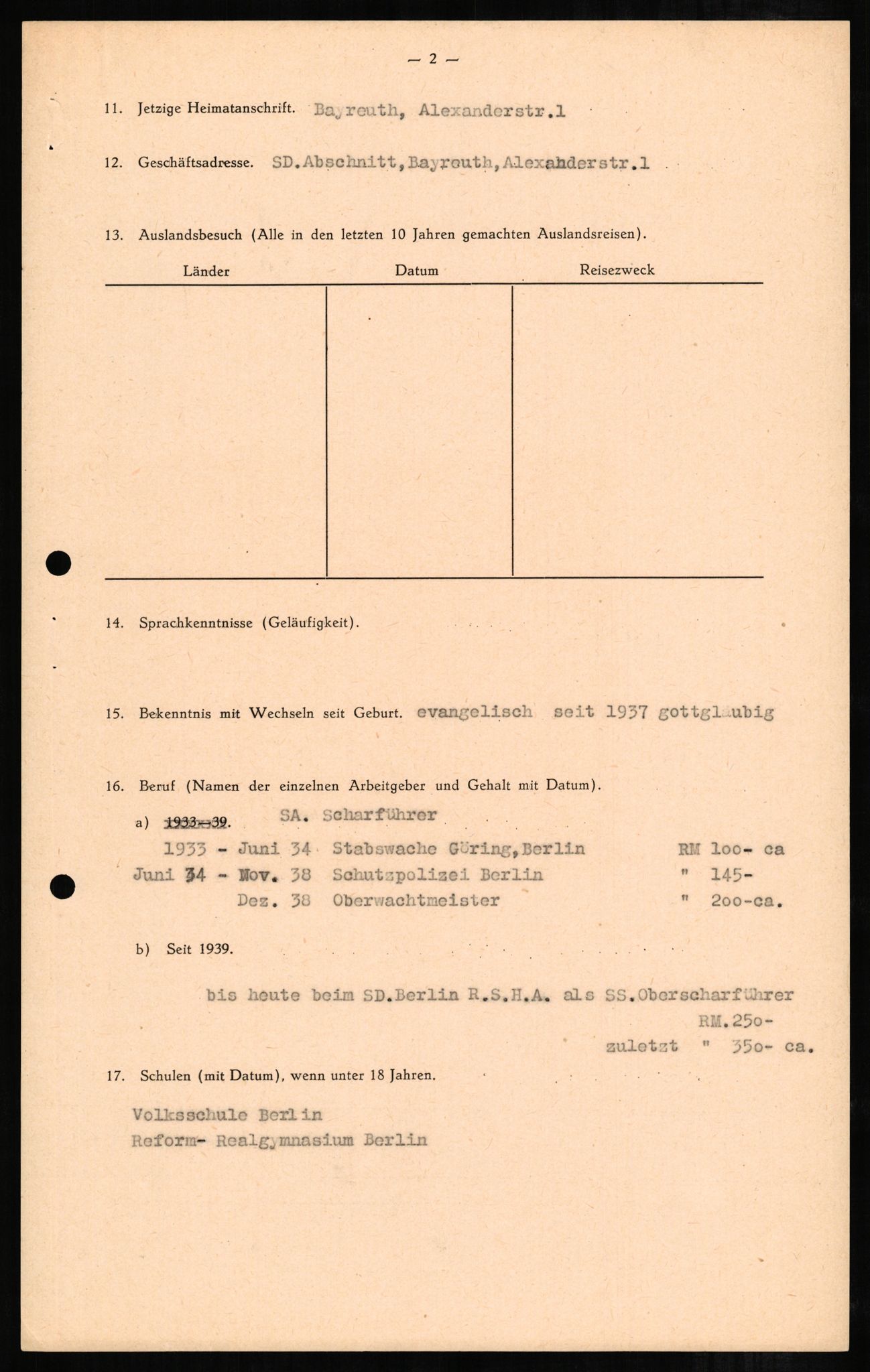 Forsvaret, Forsvarets overkommando II, AV/RA-RAFA-3915/D/Db/L0002: CI Questionaires. Tyske okkupasjonsstyrker i Norge. Tyskere., 1945-1946, p. 389