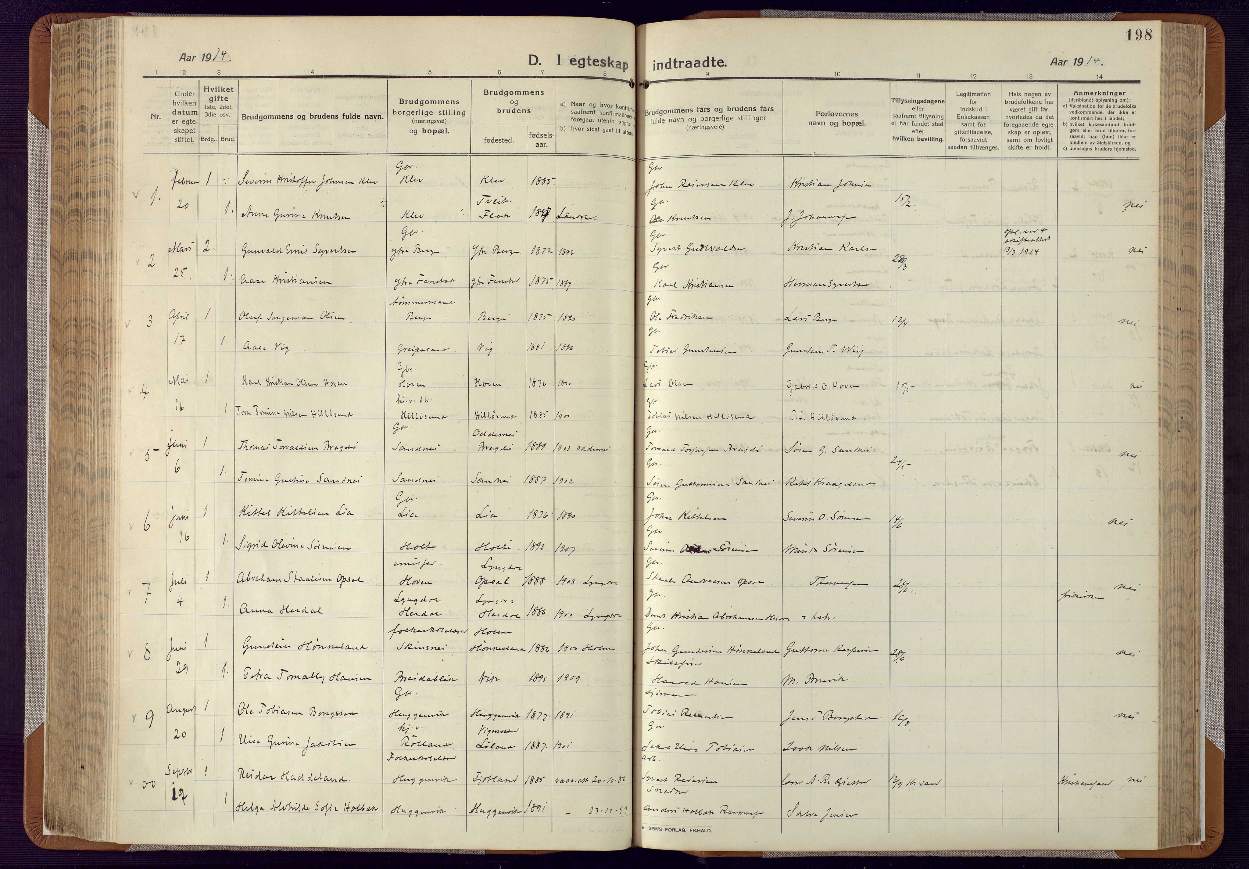 Mandal sokneprestkontor, AV/SAK-1111-0030/F/Fa/Faa/L0022: Parish register (official) no. A 22, 1913-1925, p. 198