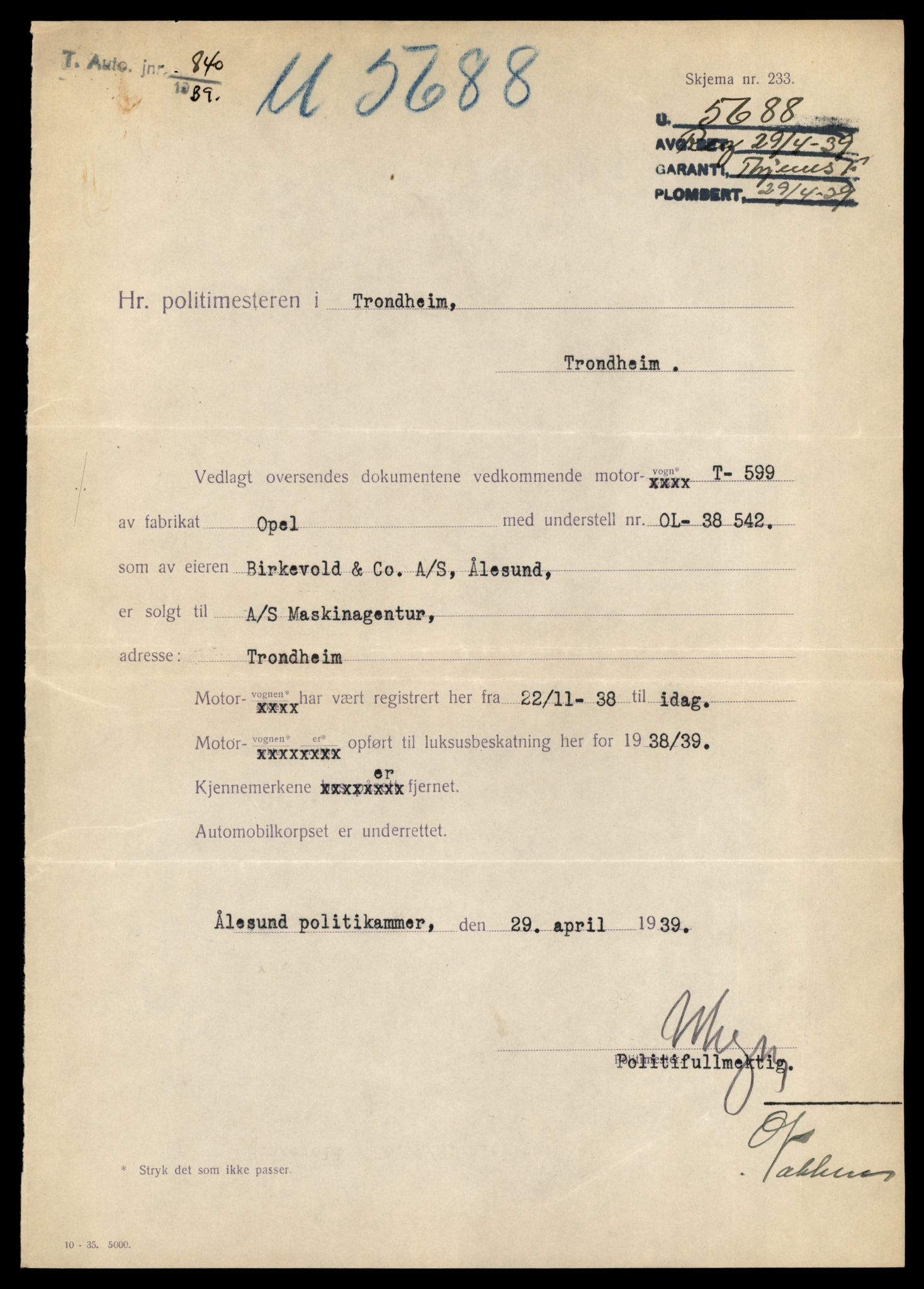 Møre og Romsdal vegkontor - Ålesund trafikkstasjon, AV/SAT-A-4099/F/Fe/L0023: Registreringskort for kjøretøy T 10695 - T 10809, 1927-1998, p. 1034