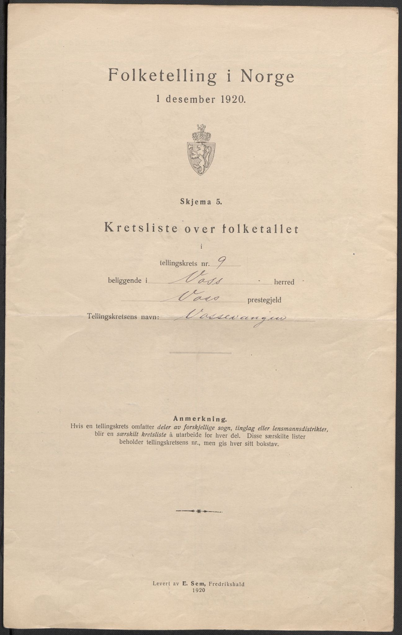 SAB, 1920 census for Voss, 1920, p. 29