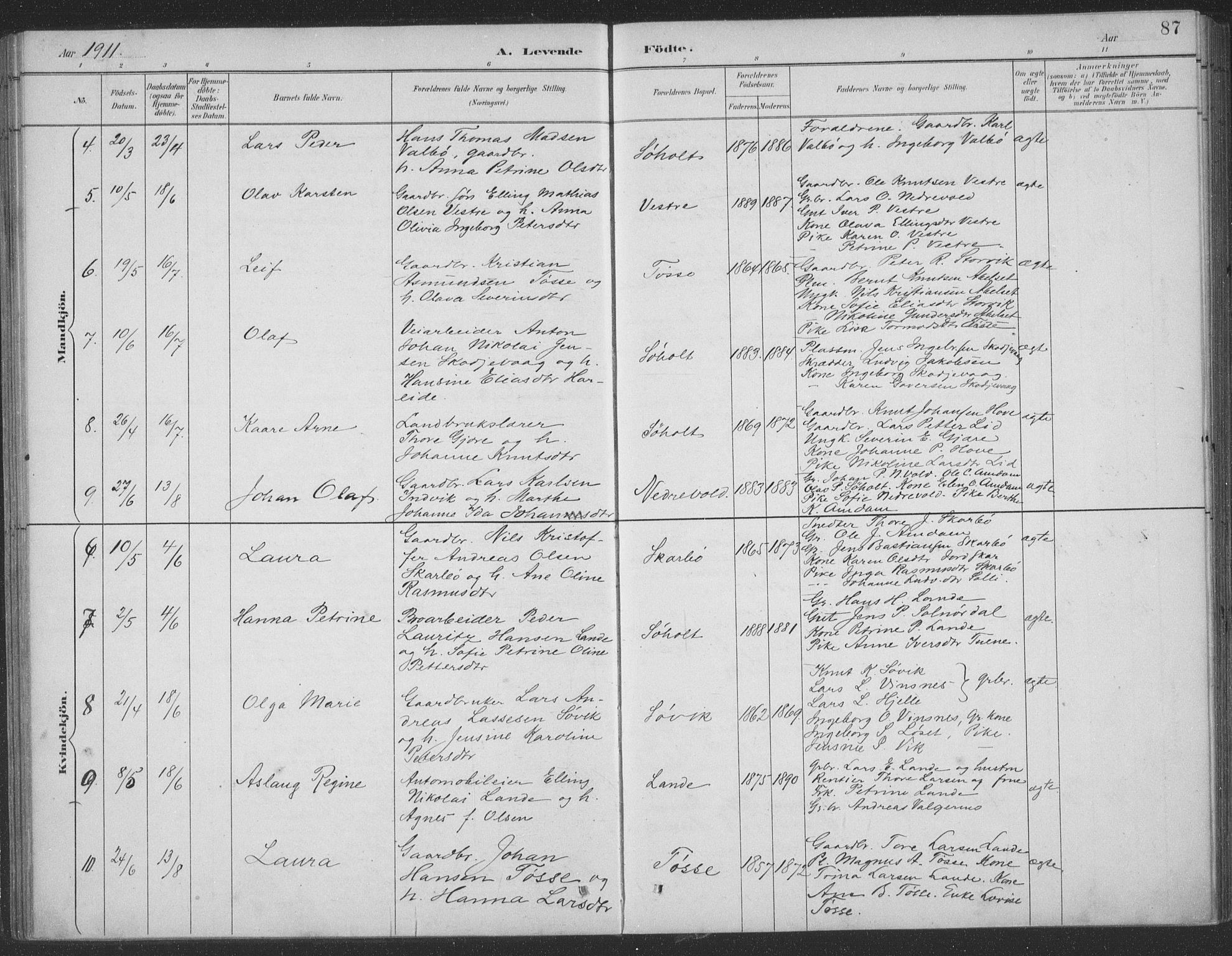 Ministerialprotokoller, klokkerbøker og fødselsregistre - Møre og Romsdal, AV/SAT-A-1454/522/L0316: Parish register (official) no. 522A11, 1890-1911, p. 87