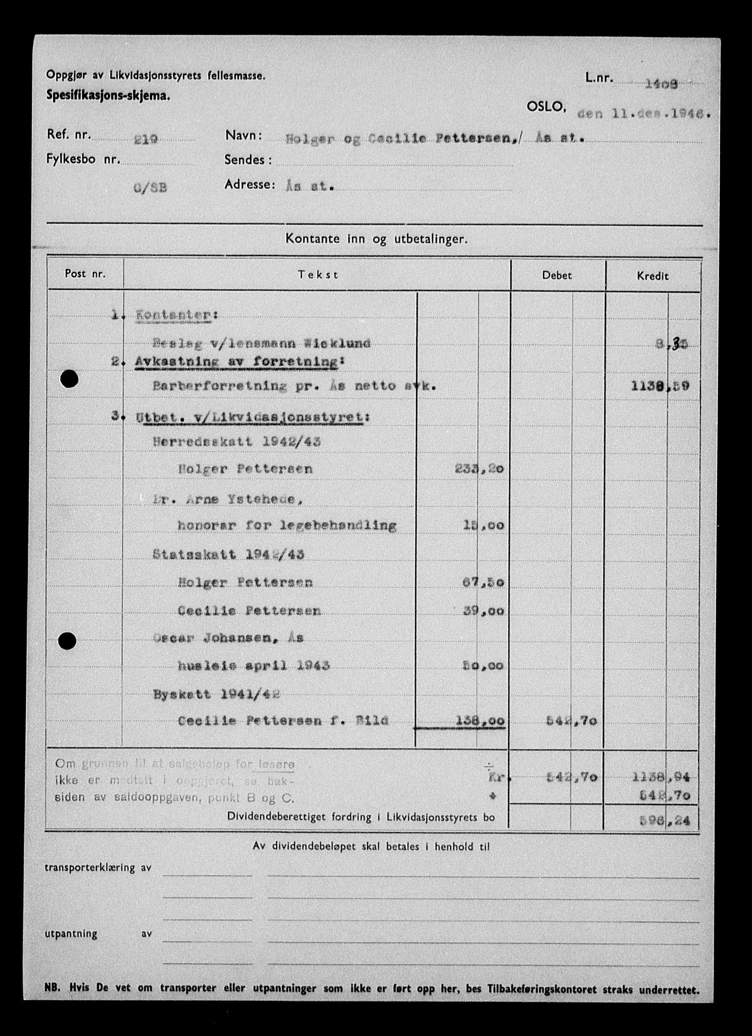 Justisdepartementet, Tilbakeføringskontoret for inndratte formuer, AV/RA-S-1564/H/Hc/Hcc/L0968: --, 1945-1947, p. 566