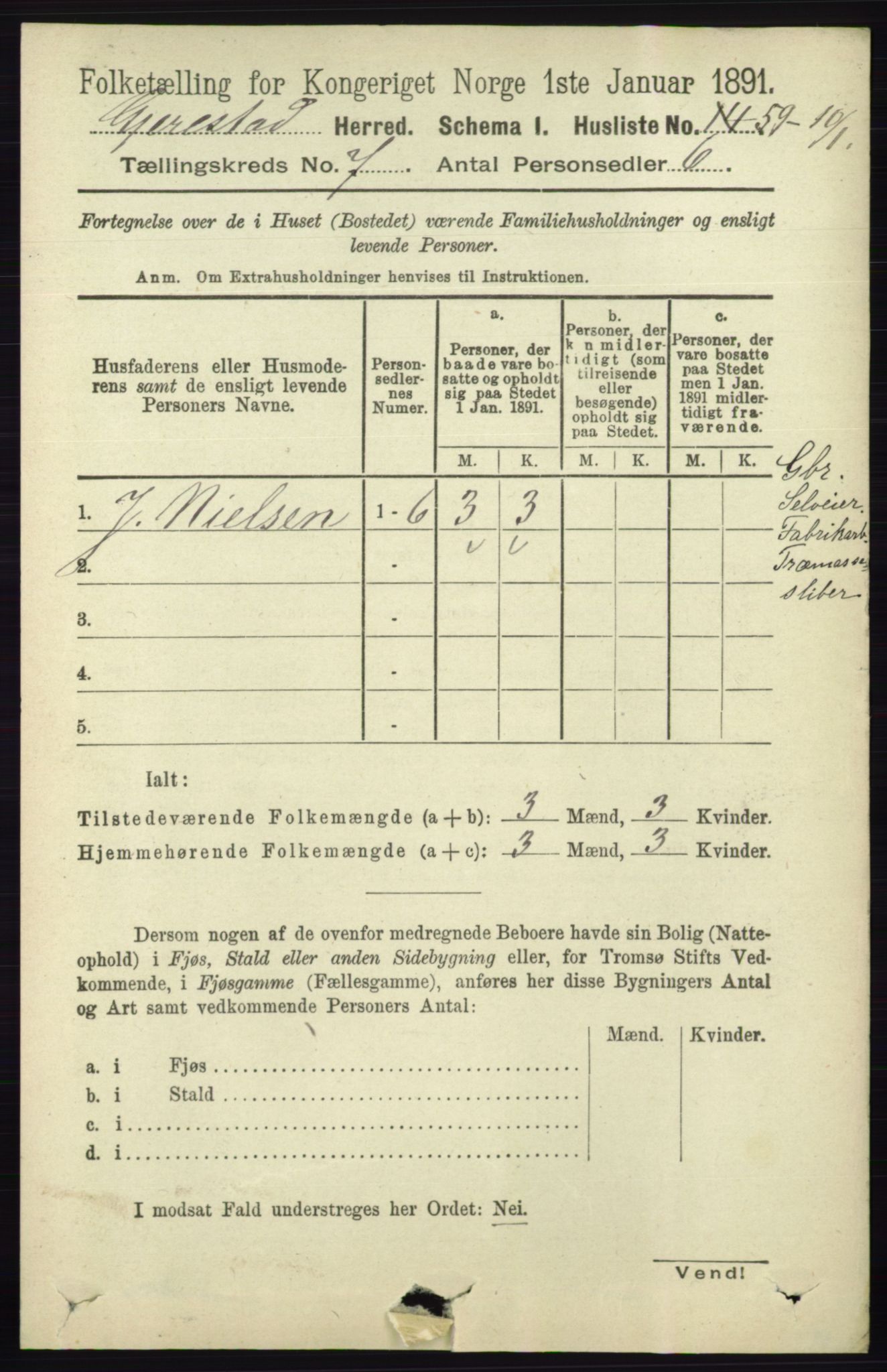 RA, 1891 census for 0911 Gjerstad, 1891, p. 2726