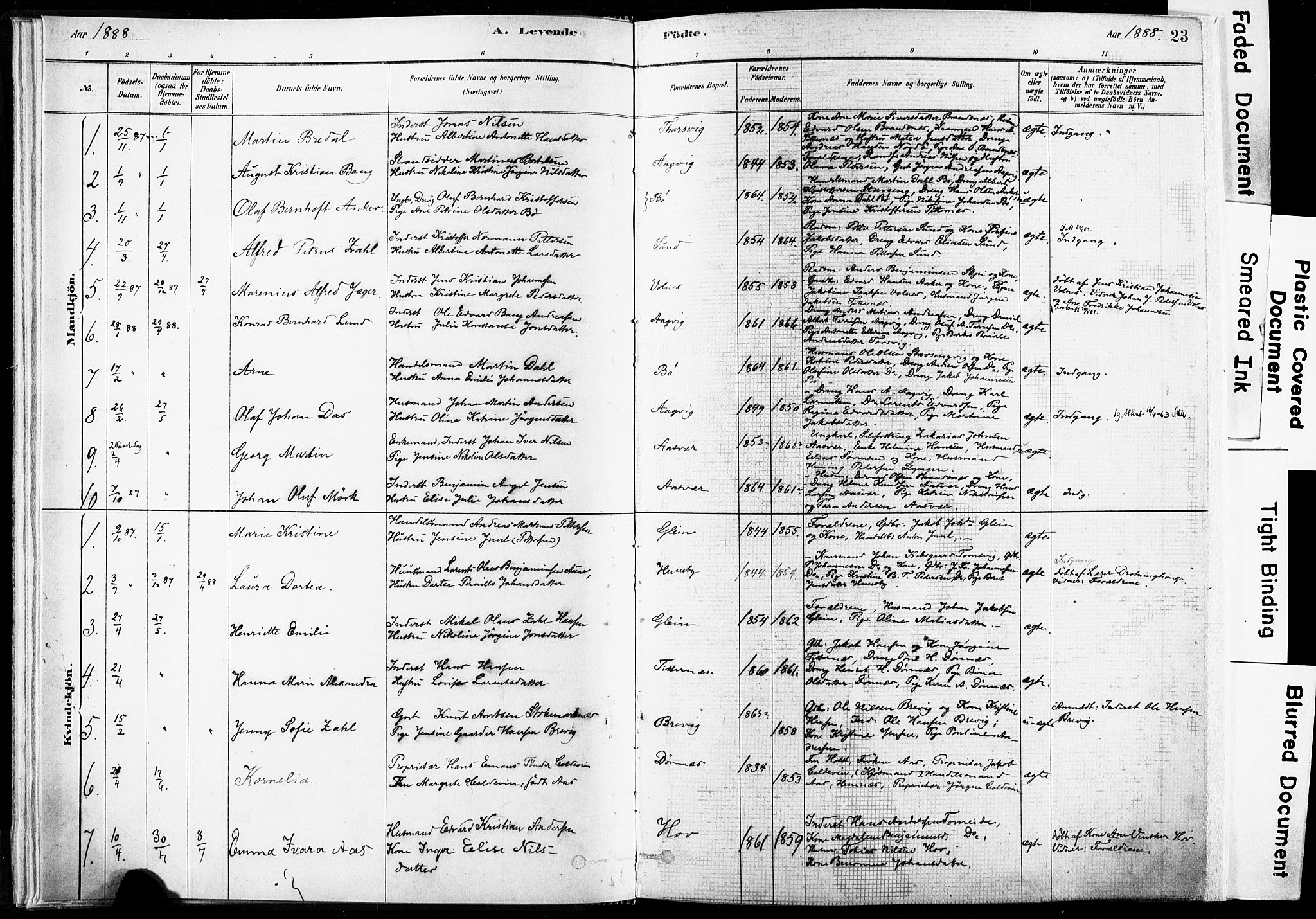 Ministerialprotokoller, klokkerbøker og fødselsregistre - Nordland, SAT/A-1459/835/L0525: Parish register (official) no. 835A03I, 1881-1910, p. 23