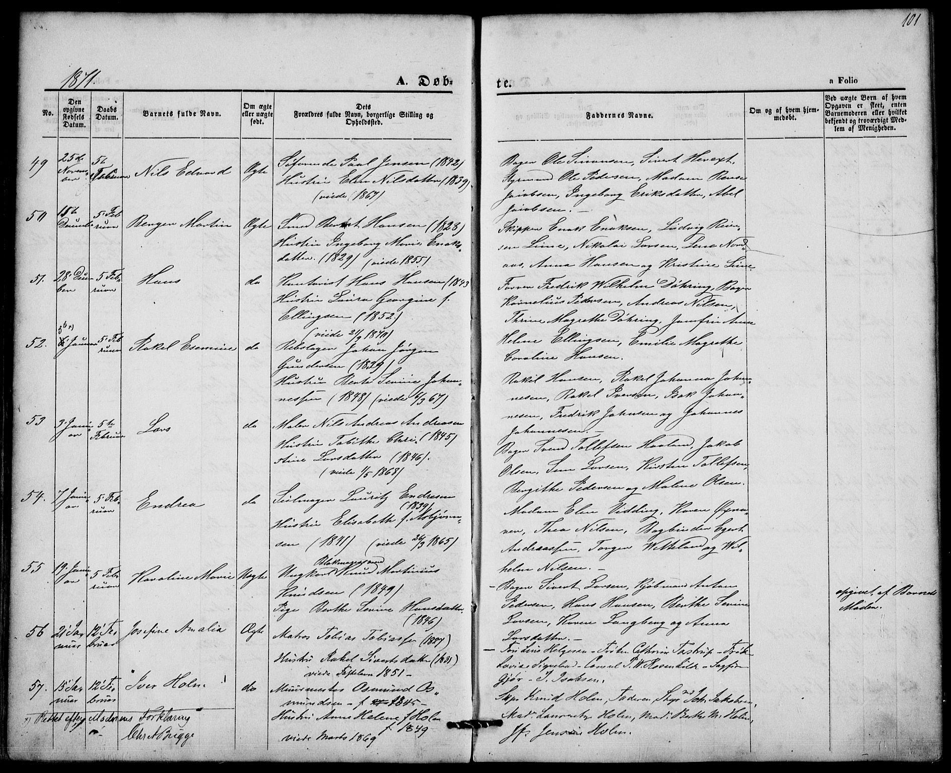 St. Petri sokneprestkontor, AV/SAST-A-101813/001/30/30BA/L0008: Parish register (official) no. A 8, 1868-1876, p. 101