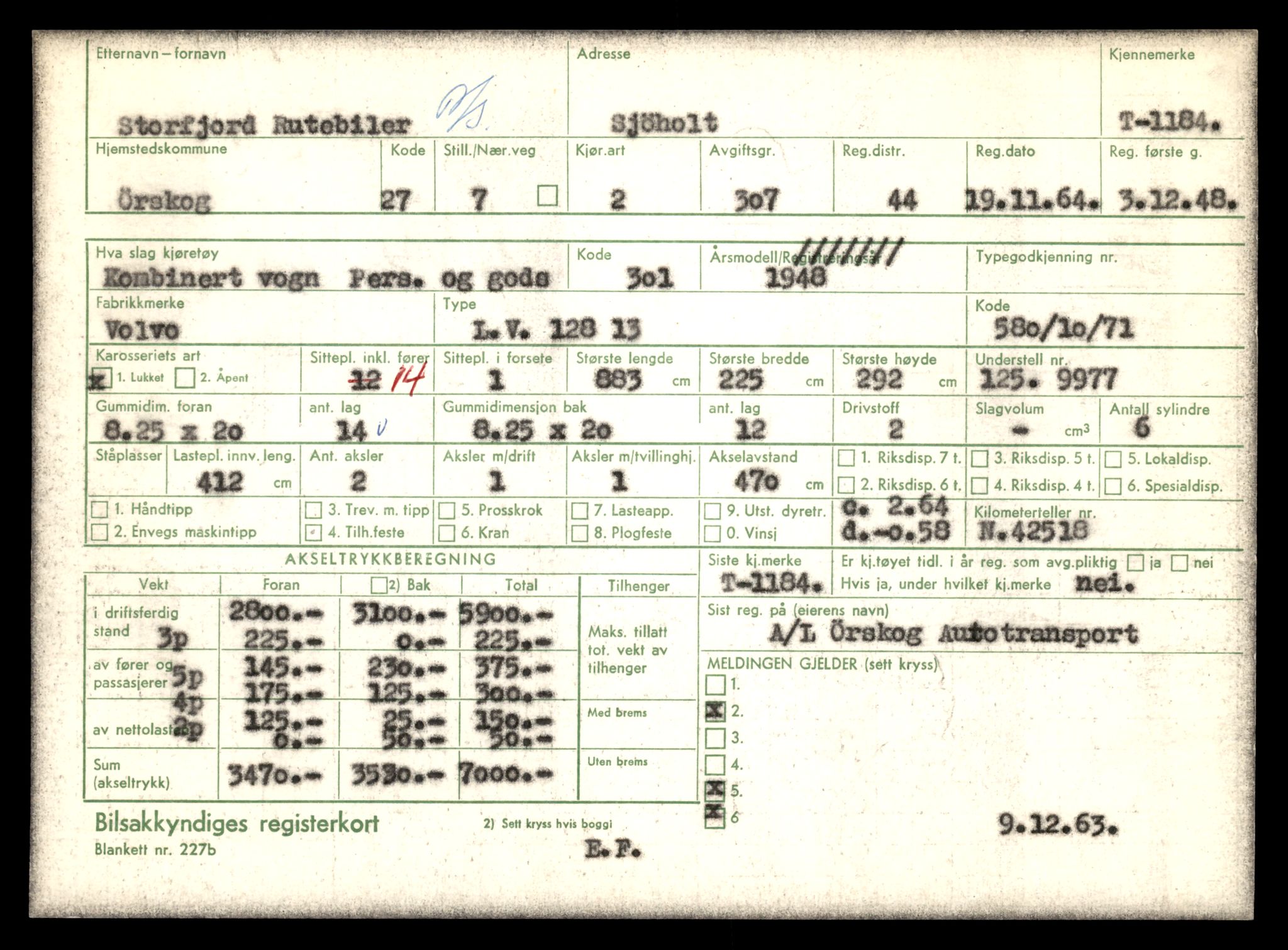 Møre og Romsdal vegkontor - Ålesund trafikkstasjon, AV/SAT-A-4099/F/Fe/L0011: Registreringskort for kjøretøy T 1170 - T 1289, 1927-1998, p. 389