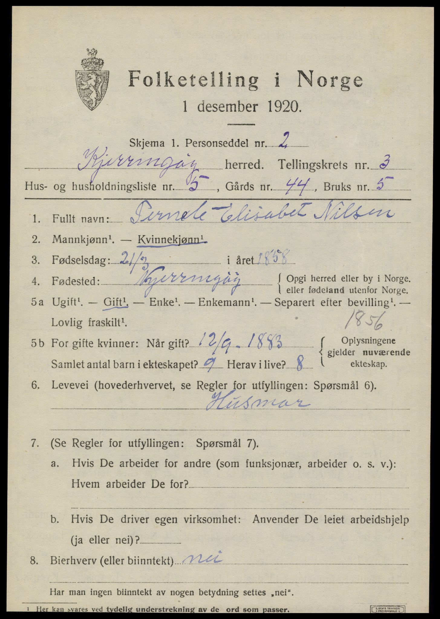 SAT, 1920 census for Kjerringøy, 1920, p. 1337