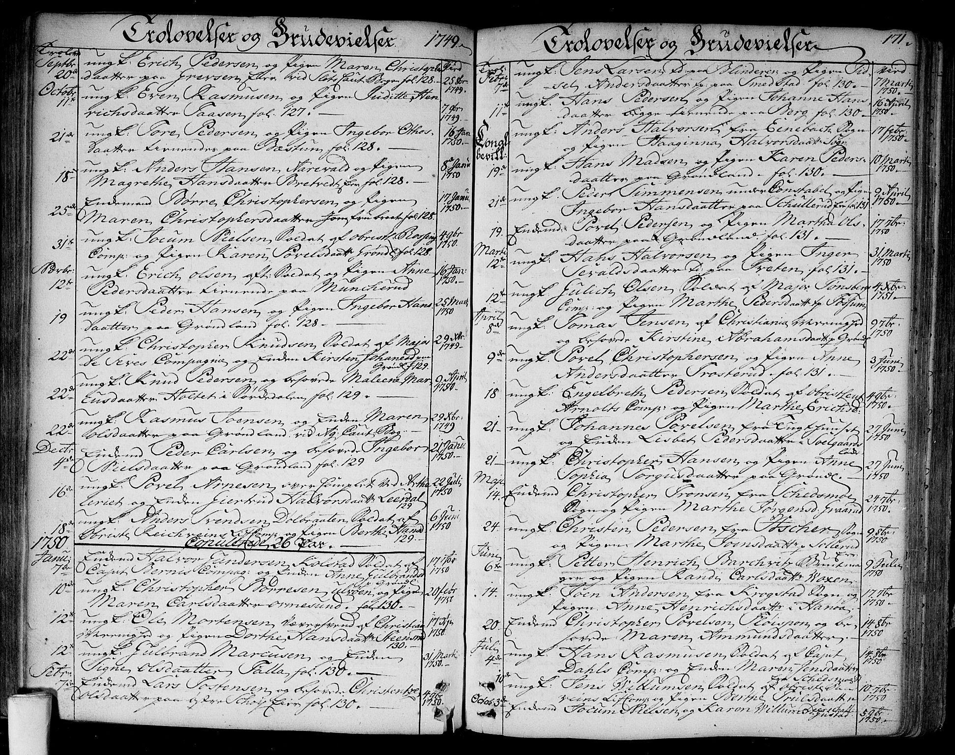 Aker prestekontor kirkebøker, SAO/A-10861/F/L0008: Parish register (official) no. 8, 1749-1765, p. 171