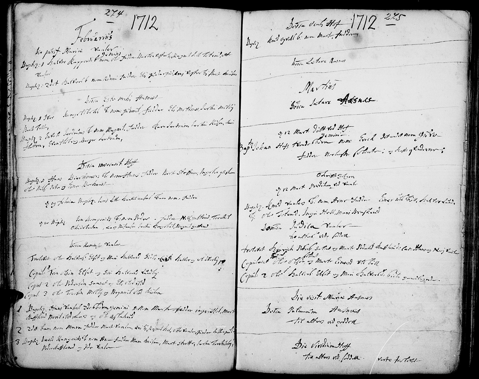 Hof prestekontor, AV/SAH-PREST-038/H/Ha/Haa/L0001: Parish register (official) no. 1, 1701-1720, p. 274-275