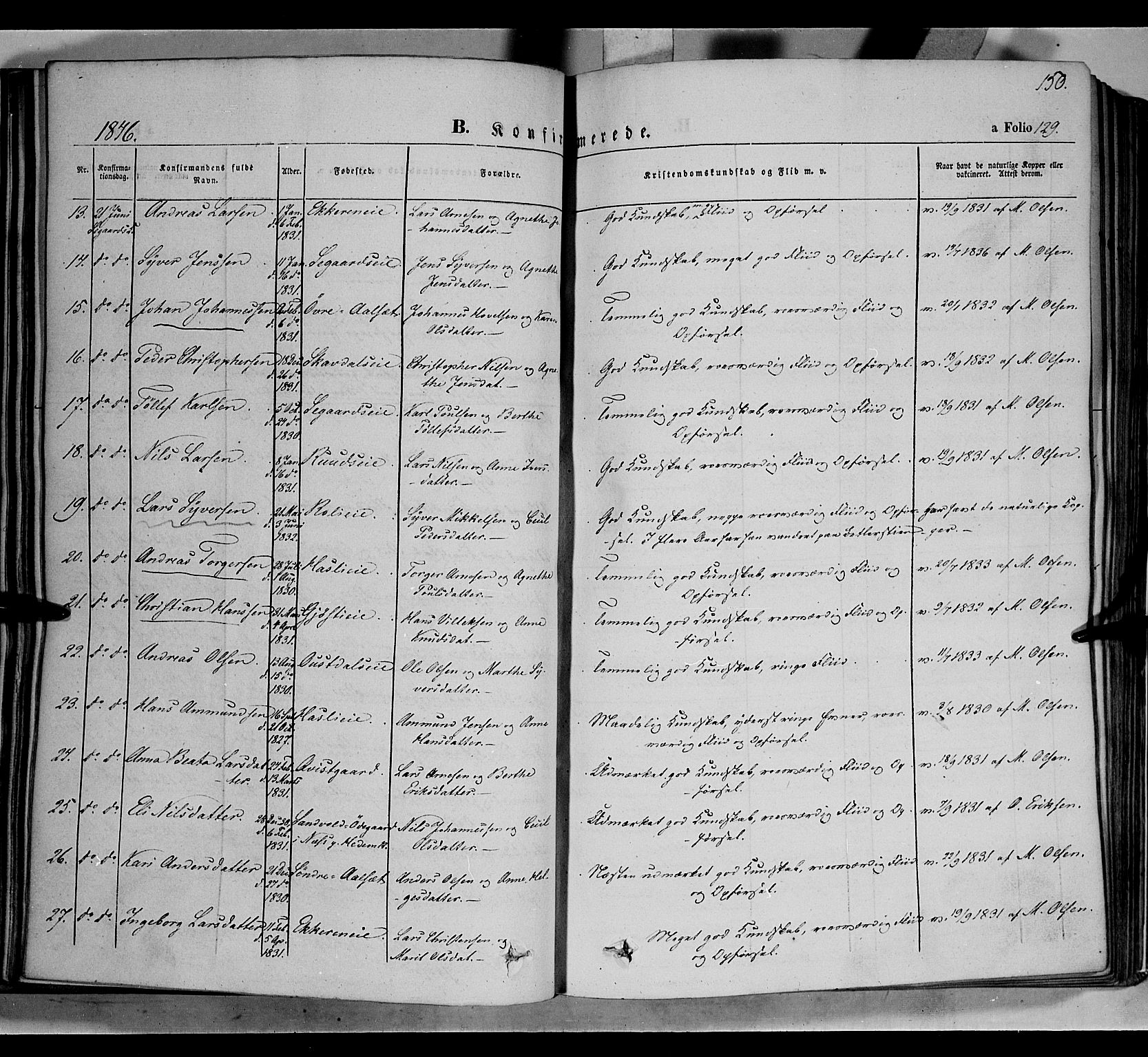 Biri prestekontor, SAH/PREST-096/H/Ha/Haa/L0005: Parish register (official) no. 5, 1843-1854, p. 150