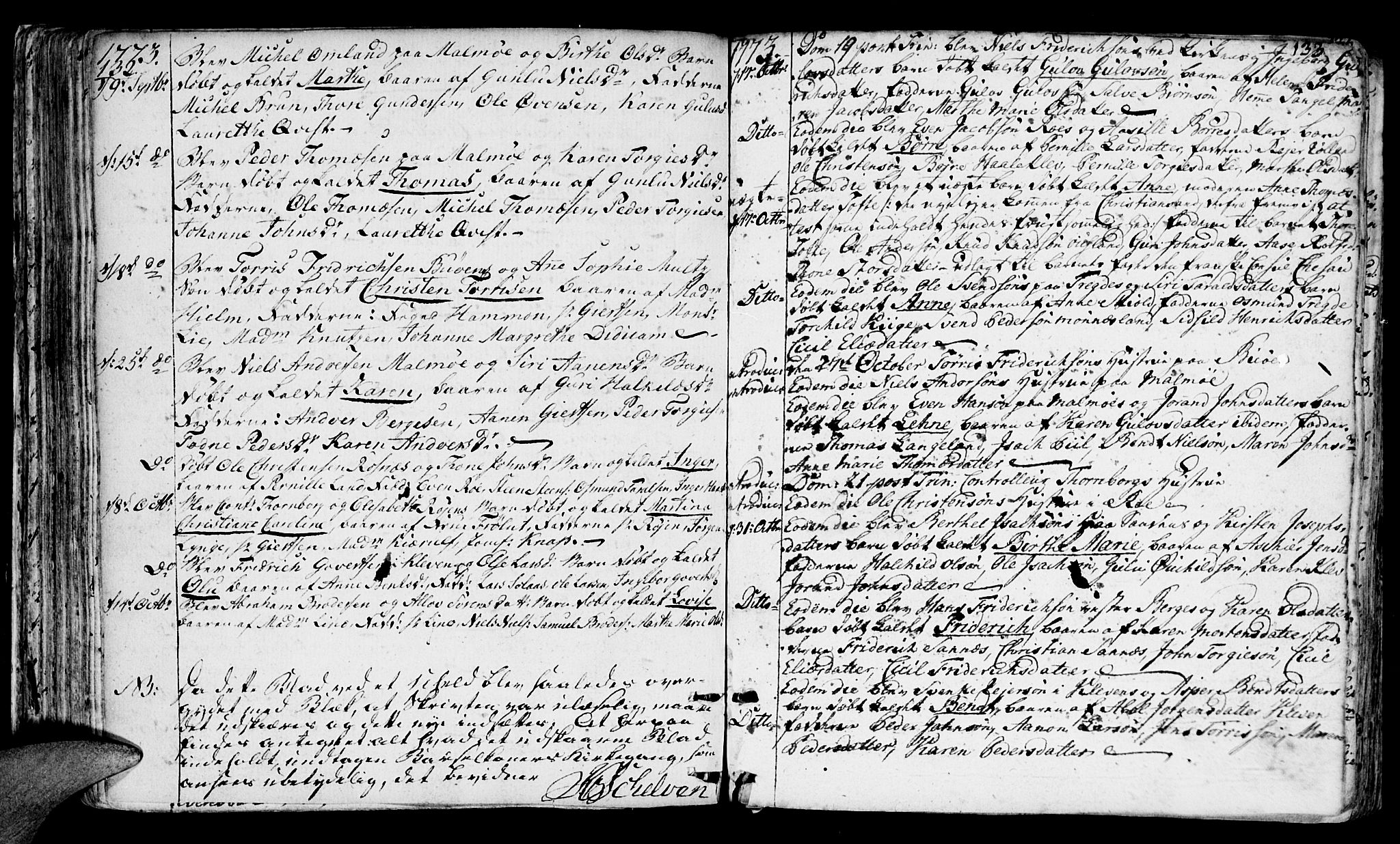 Mandal sokneprestkontor, SAK/1111-0030/F/Fa/Faa/L0003: Parish register (official) no. A 3, 1748-1794, p. 132-133