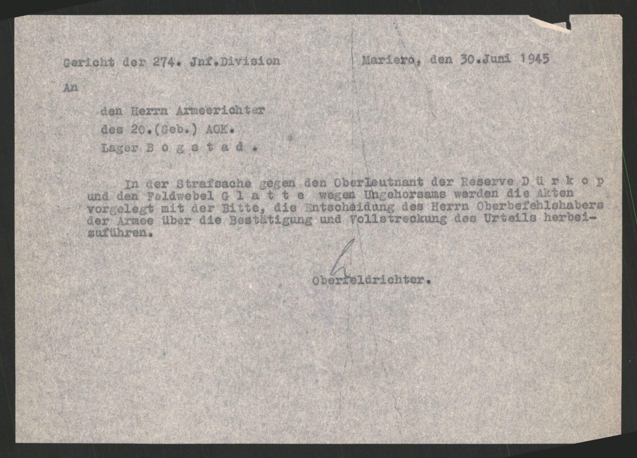 Forsvarets Overkommando. 2 kontor. Arkiv 11.4. Spredte tyske arkivsaker, AV/RA-RAFA-7031/D/Dar/Darc/L0019: FO.II, 1945, p. 1196