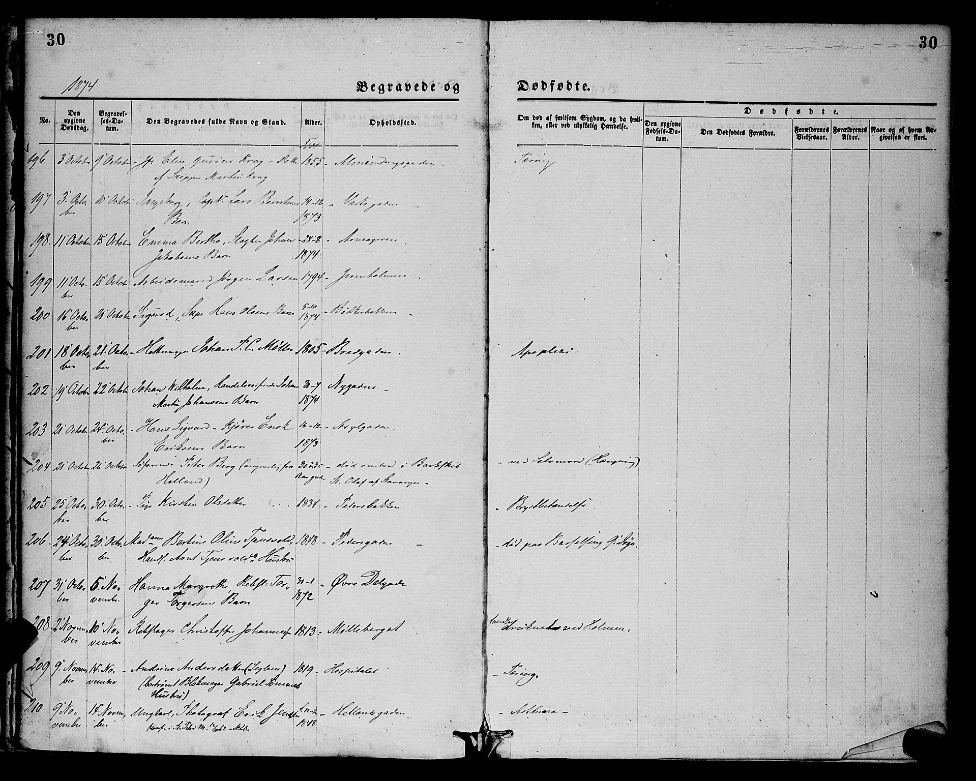 St. Petri sokneprestkontor, AV/SAST-A-101813/001/30/30BA/L0012: Parish register (official) no. A 12, 1873-1878, p. 30