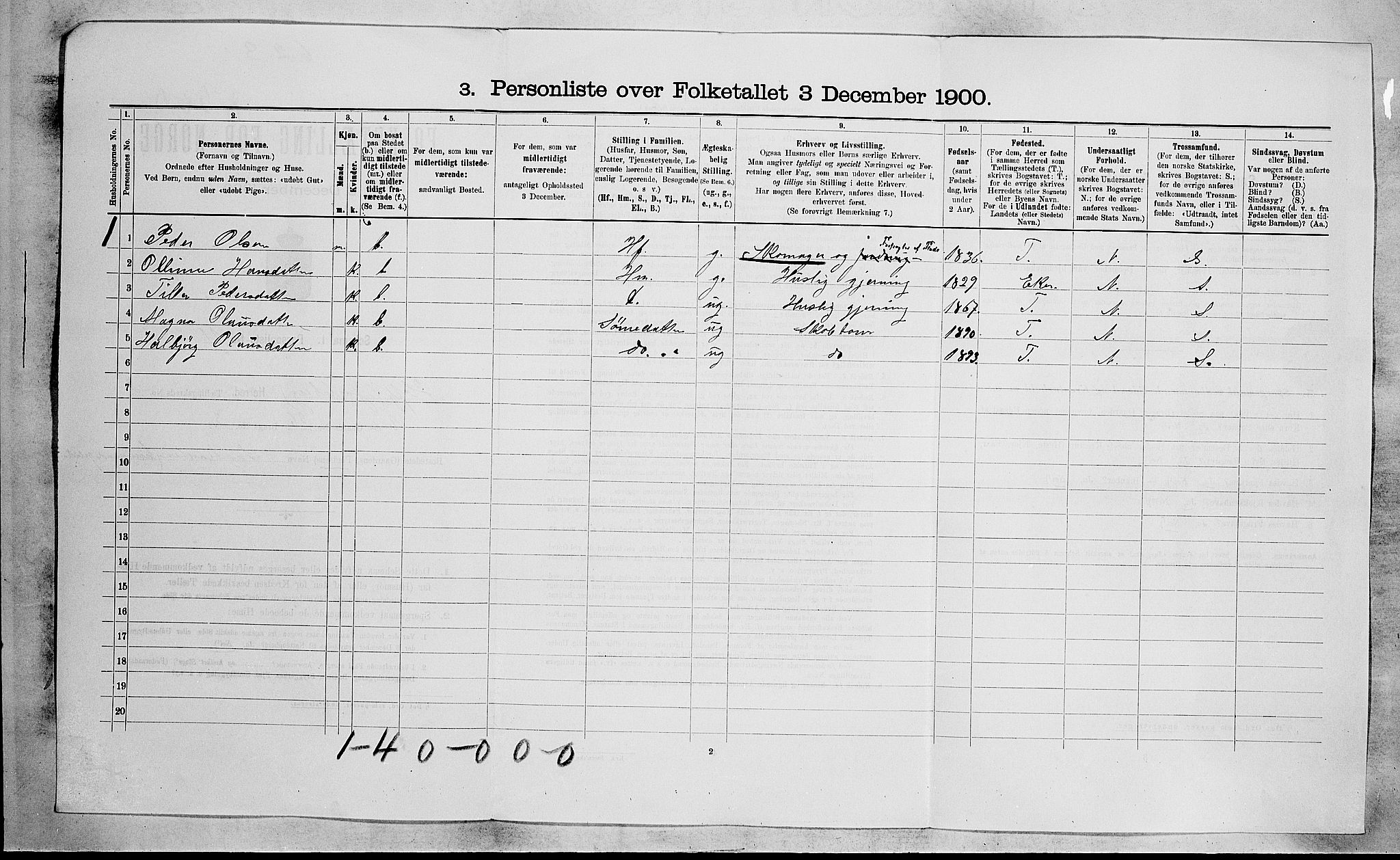 RA, 1900 census for Hof, 1900, p. 29