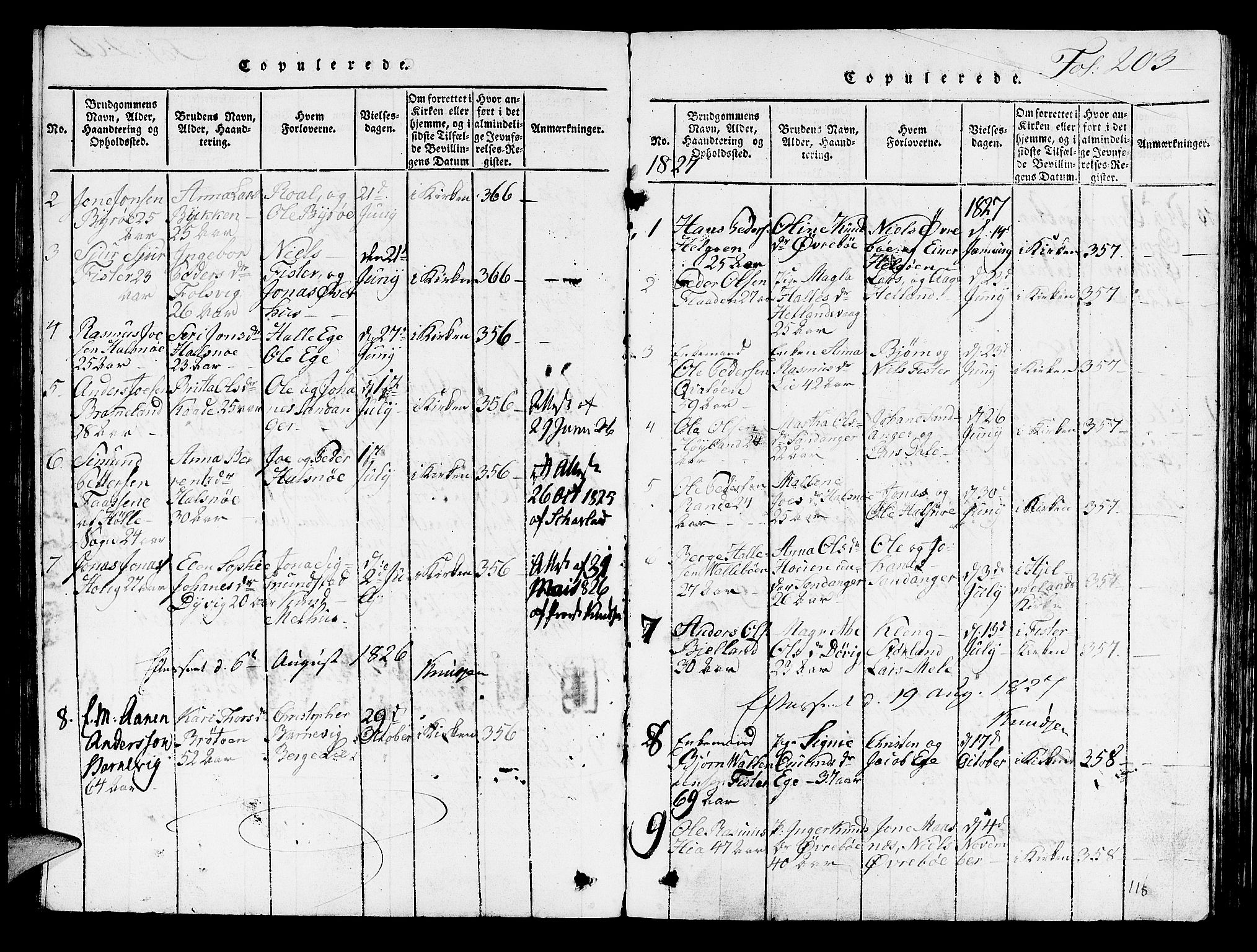 Hjelmeland sokneprestkontor, AV/SAST-A-101843/01/V/L0003: Parish register (copy) no. B 3, 1816-1841, p. 203