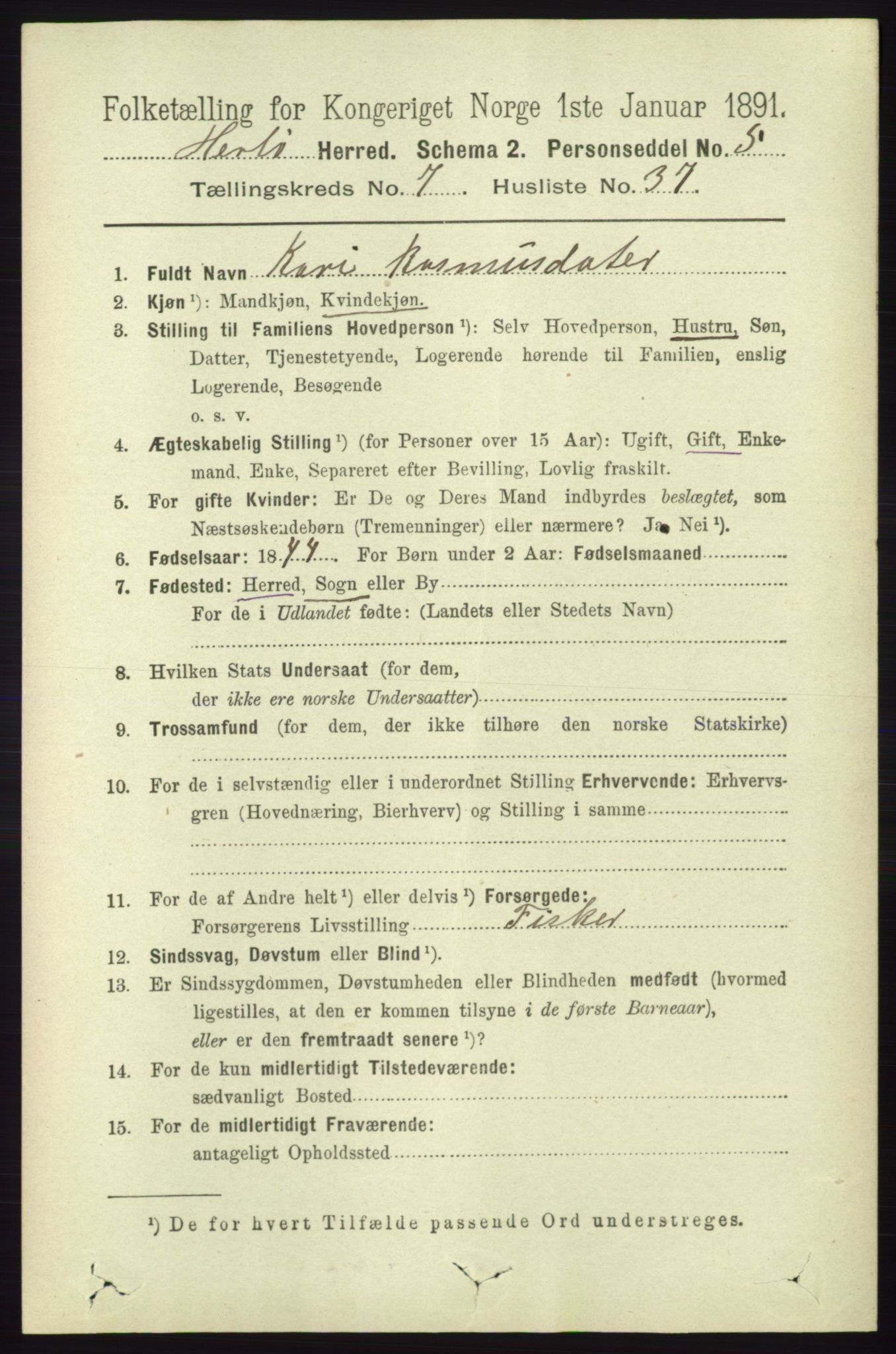 RA, 1891 census for 1258 Herdla, 1891, p. 3362