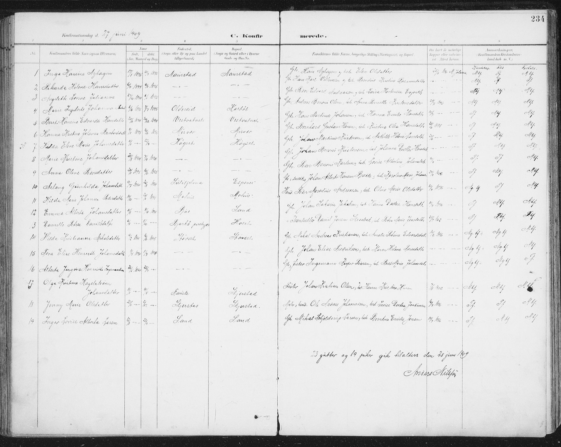 Ministerialprotokoller, klokkerbøker og fødselsregistre - Nordland, AV/SAT-A-1459/852/L0741: Parish register (official) no. 852A11, 1894-1917, p. 234