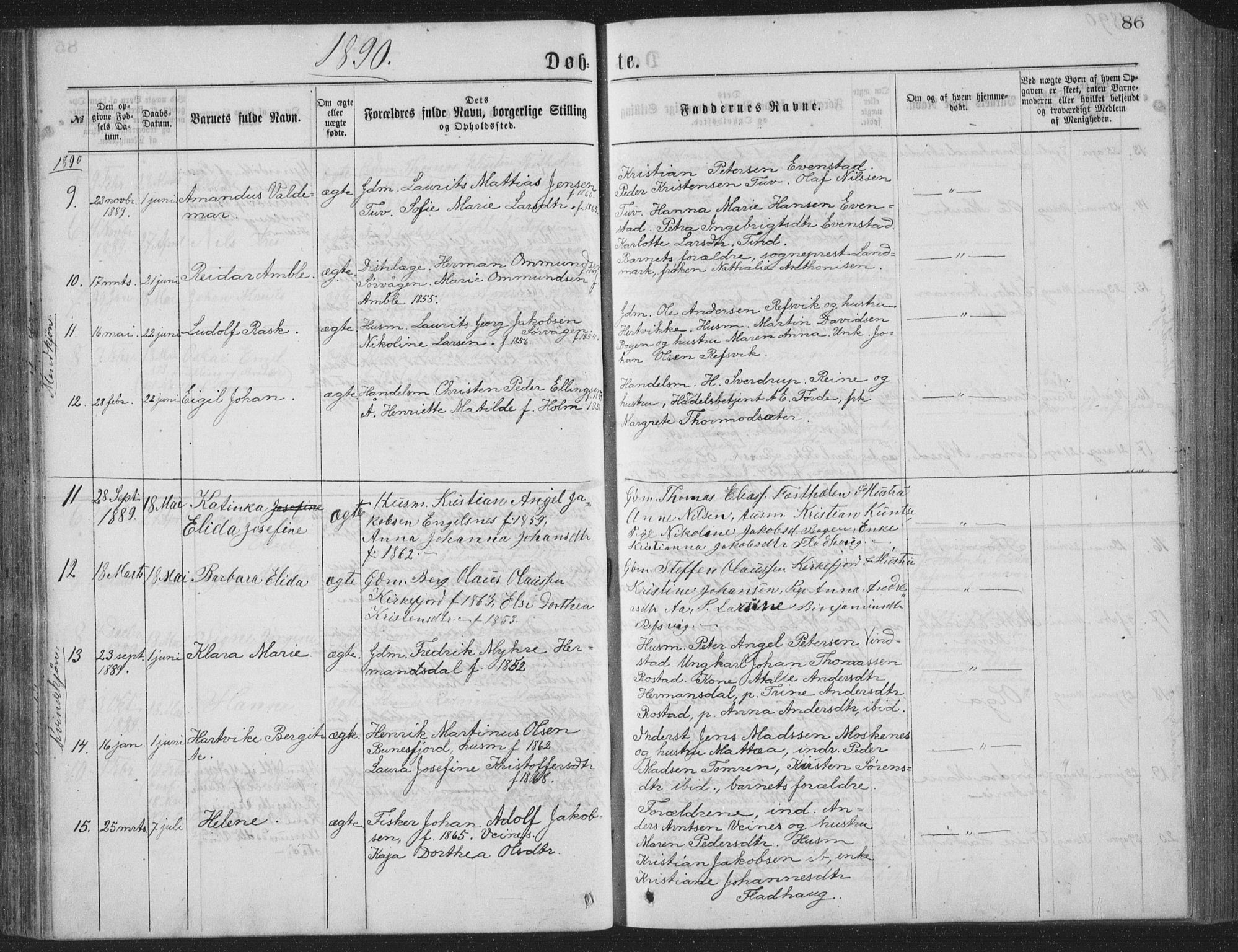 Ministerialprotokoller, klokkerbøker og fødselsregistre - Nordland, AV/SAT-A-1459/886/L1225: Parish register (copy) no. 886C02, 1874-1896, p. 86