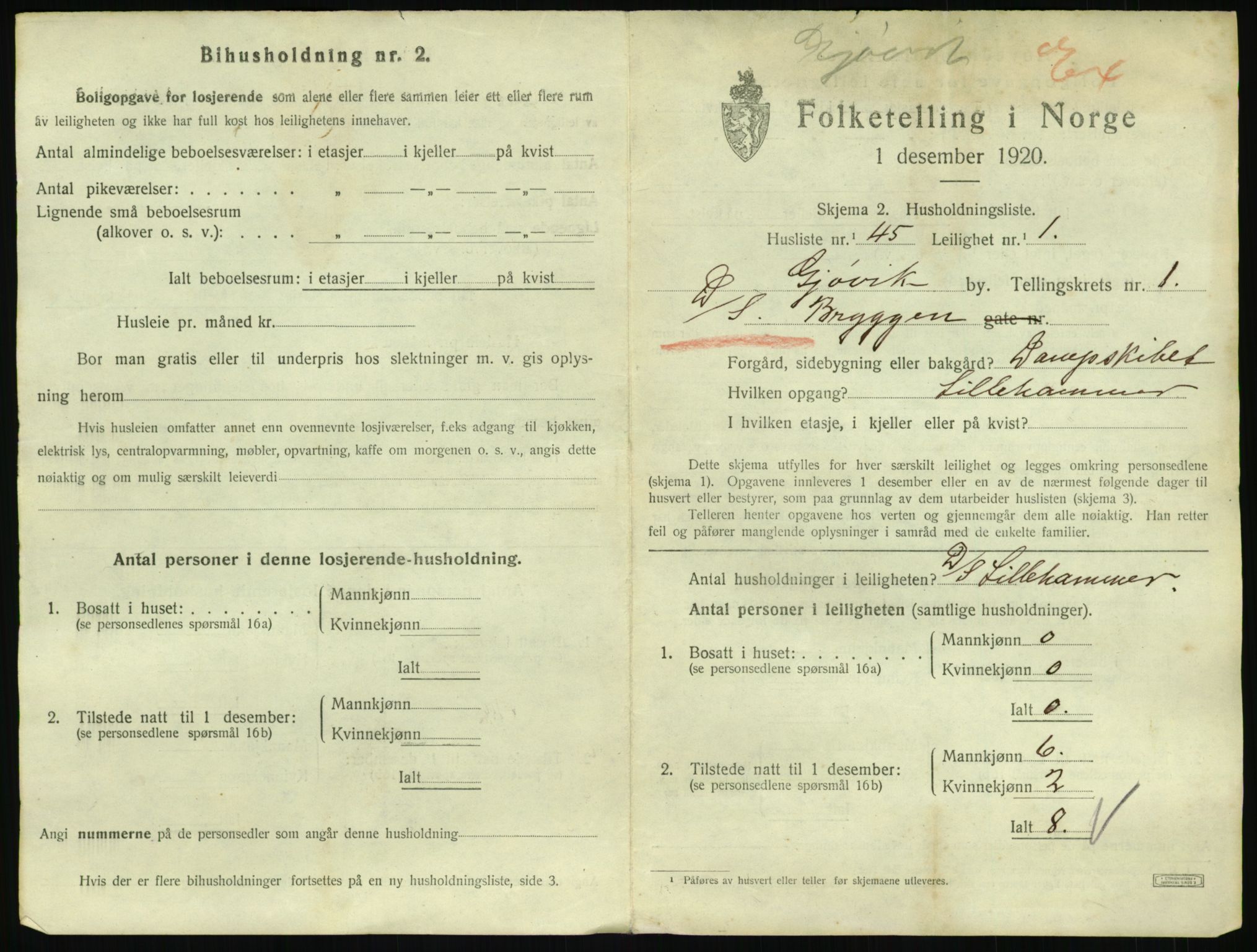 SAH, 1920 census for Gjøvik, 1920, p. 984