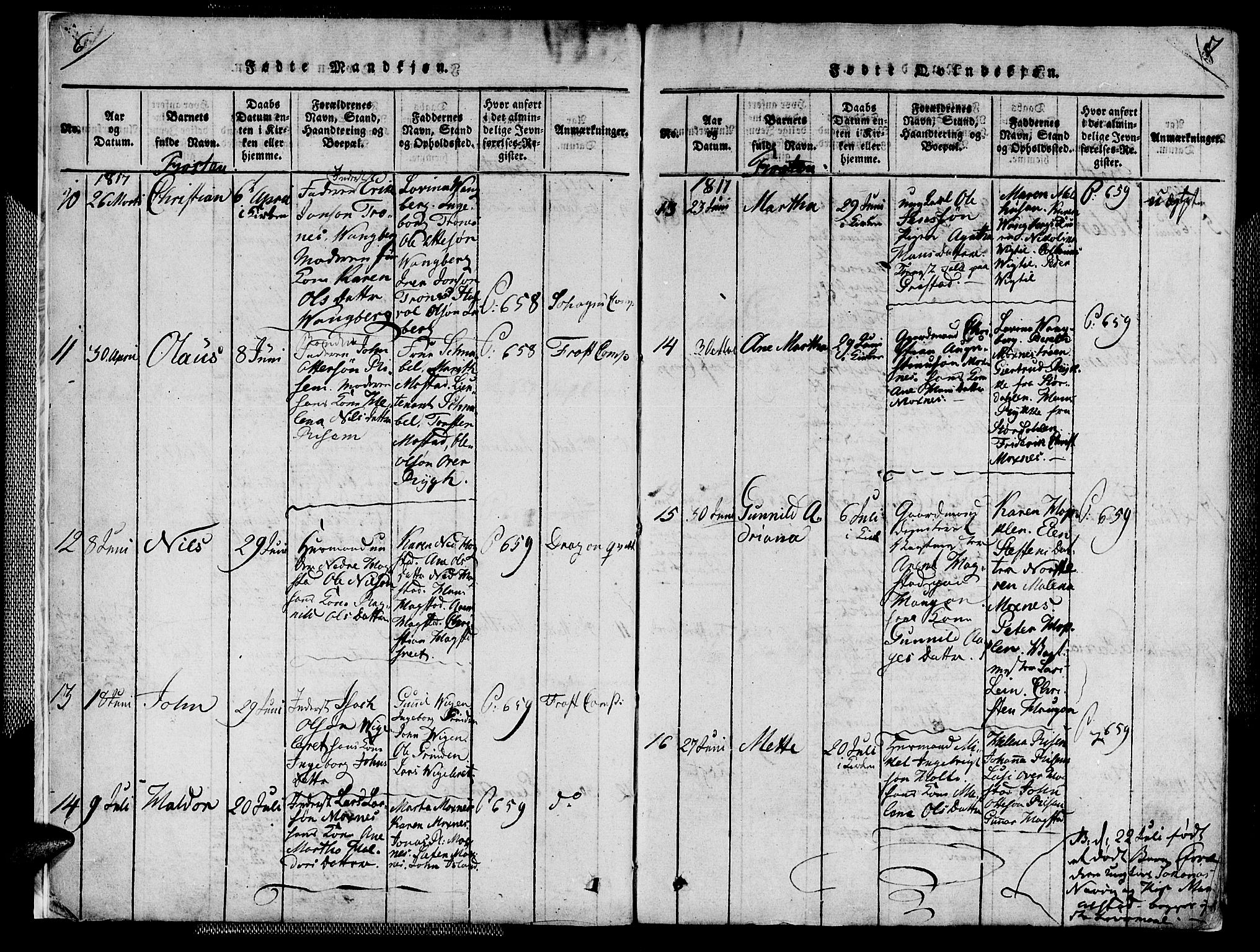 Ministerialprotokoller, klokkerbøker og fødselsregistre - Nord-Trøndelag, AV/SAT-A-1458/713/L0112: Parish register (official) no. 713A04 /1, 1817-1827, p. 6-7