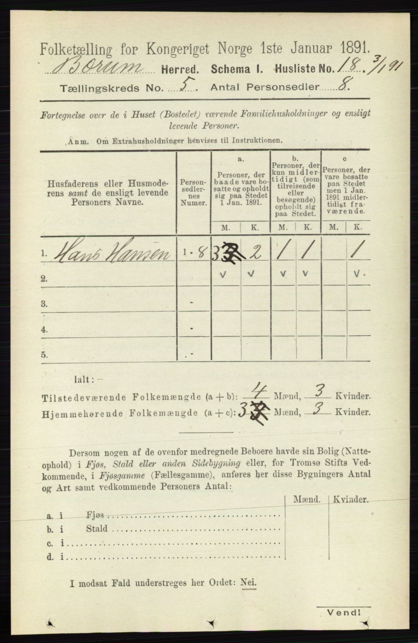 RA, 1891 census for 0219 Bærum, 1891, p. 2954