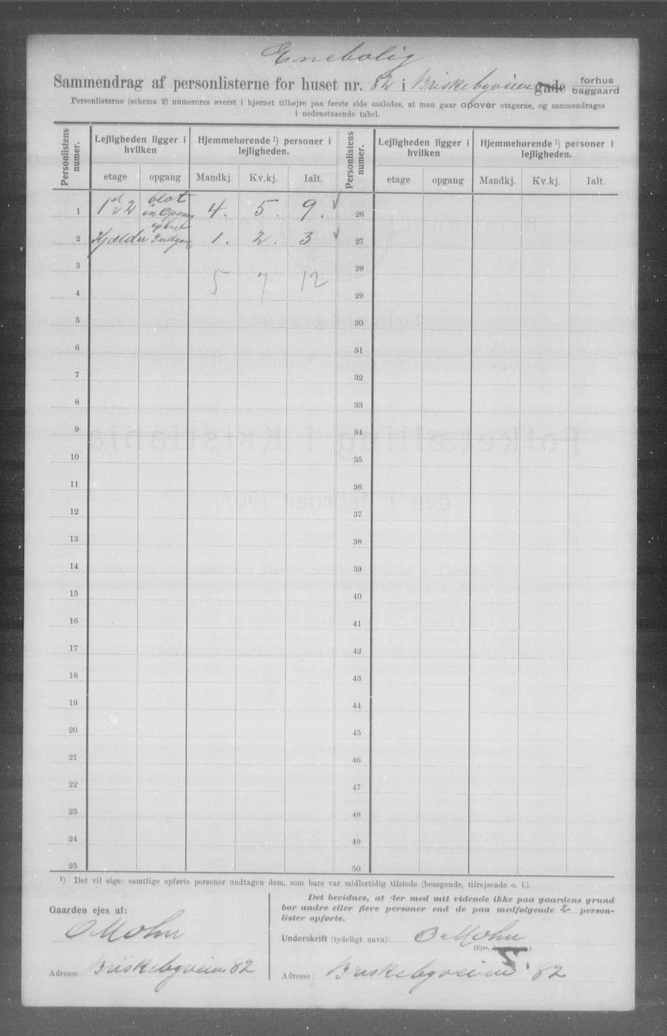 OBA, Municipal Census 1907 for Kristiania, 1907, p. 4970