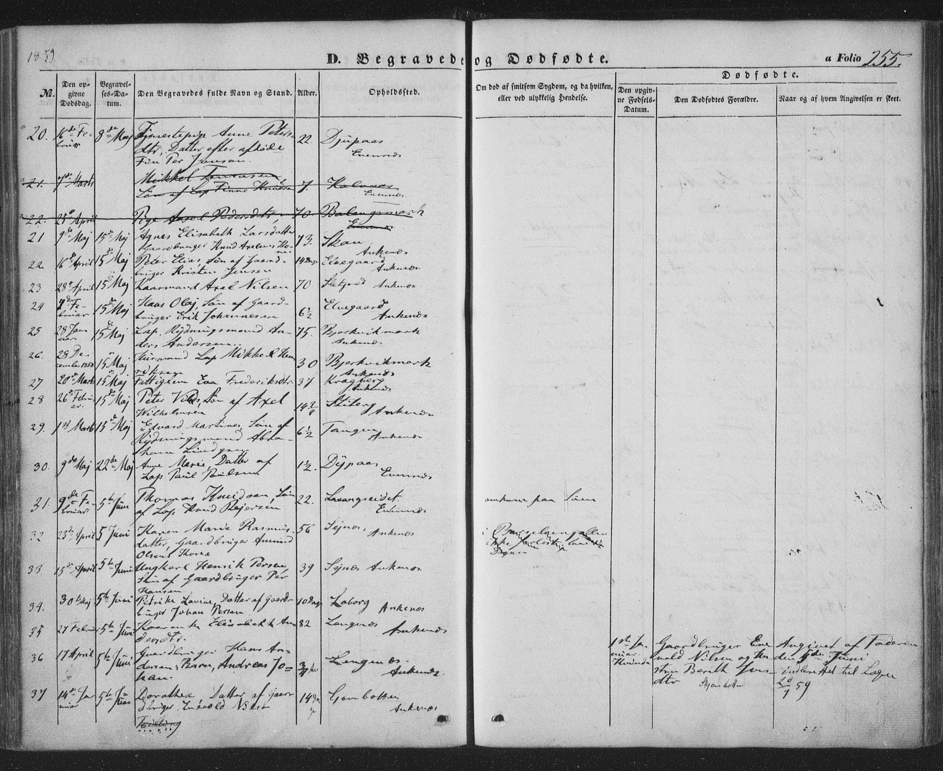 Ministerialprotokoller, klokkerbøker og fødselsregistre - Nordland, AV/SAT-A-1459/863/L0895: Parish register (official) no. 863A07, 1851-1860, p. 255