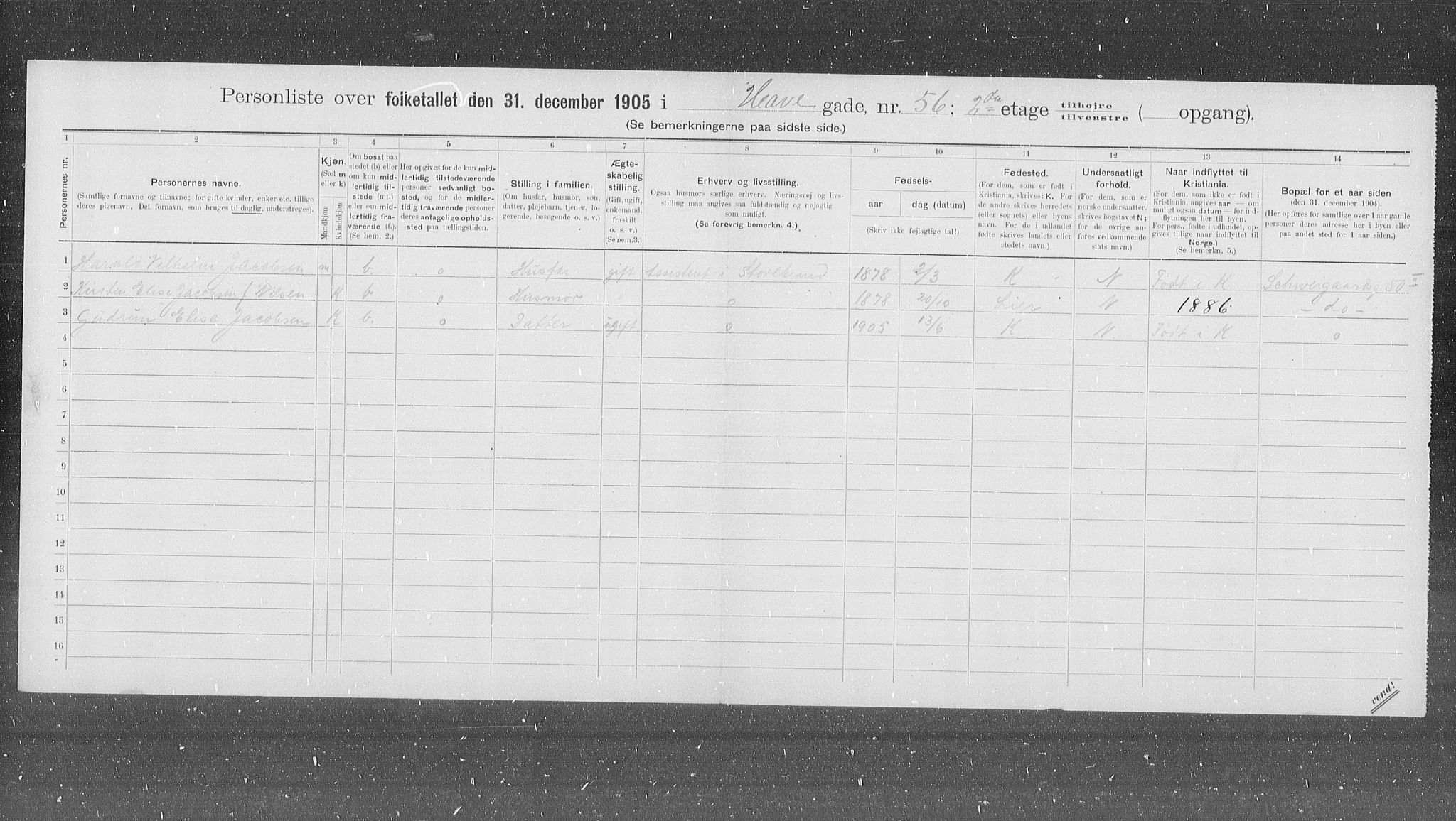 OBA, Municipal Census 1905 for Kristiania, 1905, p. 18832