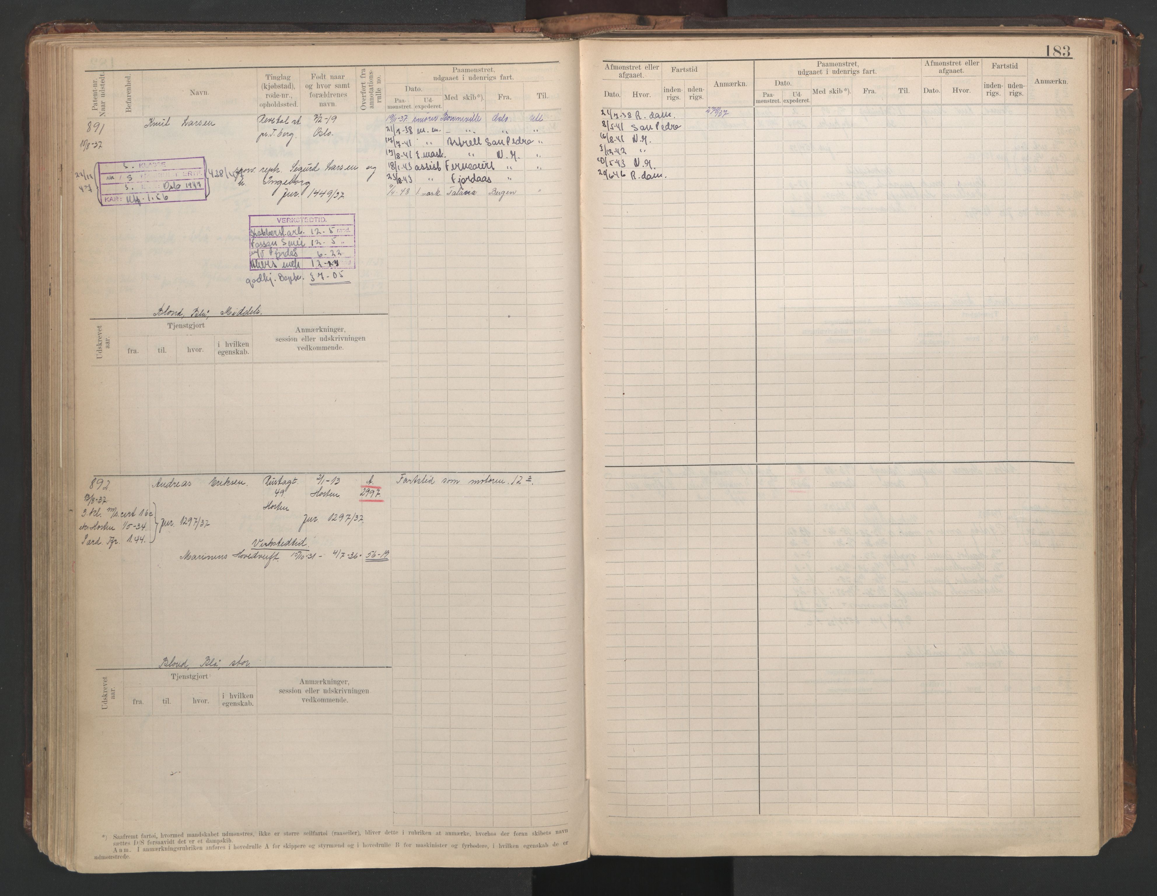 Horten innrulleringskontor, AV/SAKO-A-785/F/Fe/L0008: Maskinist, fyrbøterrulle, 1911-1948, p. 183
