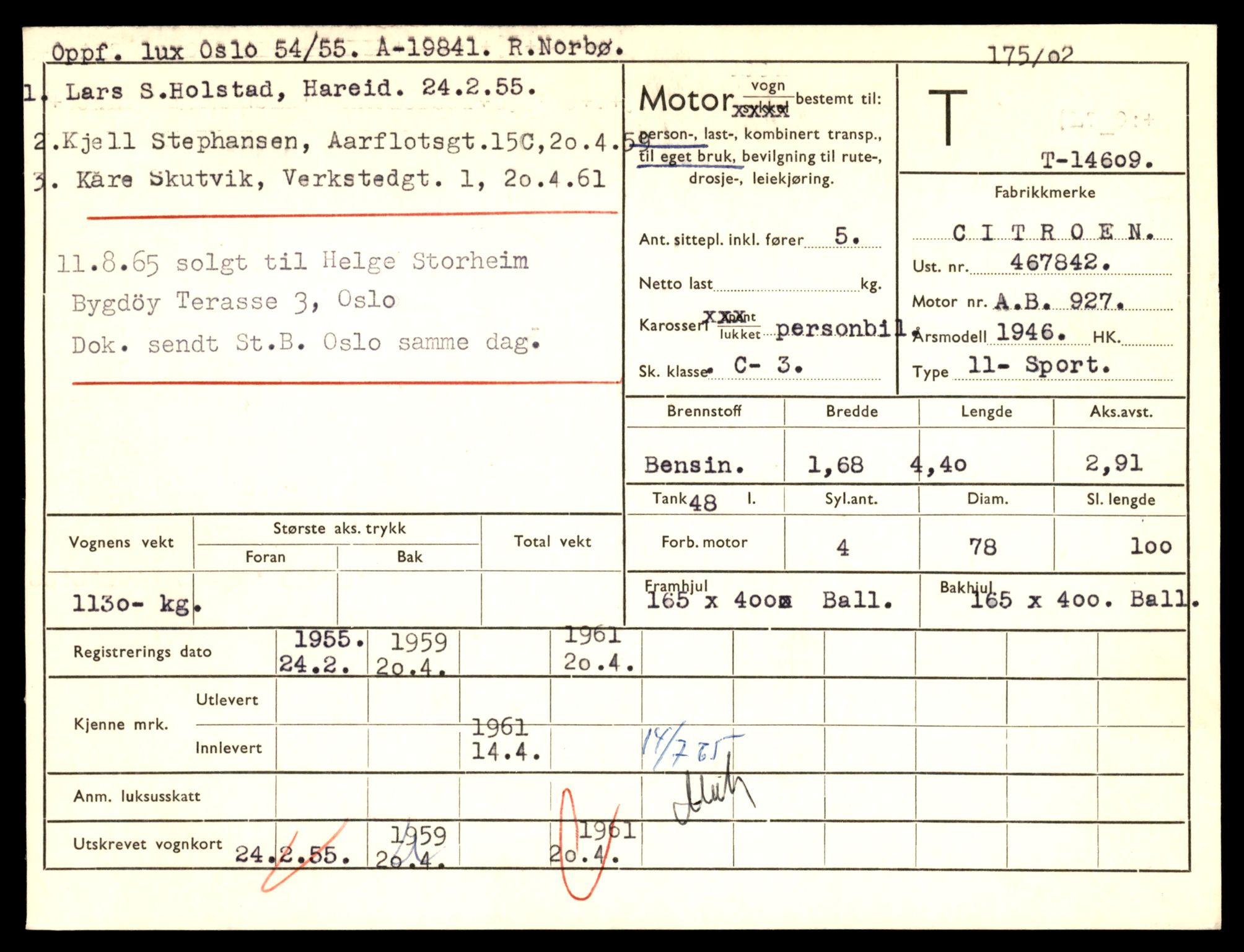 Møre og Romsdal vegkontor - Ålesund trafikkstasjon, AV/SAT-A-4099/F/Fe/L0047: Registreringskort for kjøretøy T 14580 - T 14720, 1927-1998, p. 817