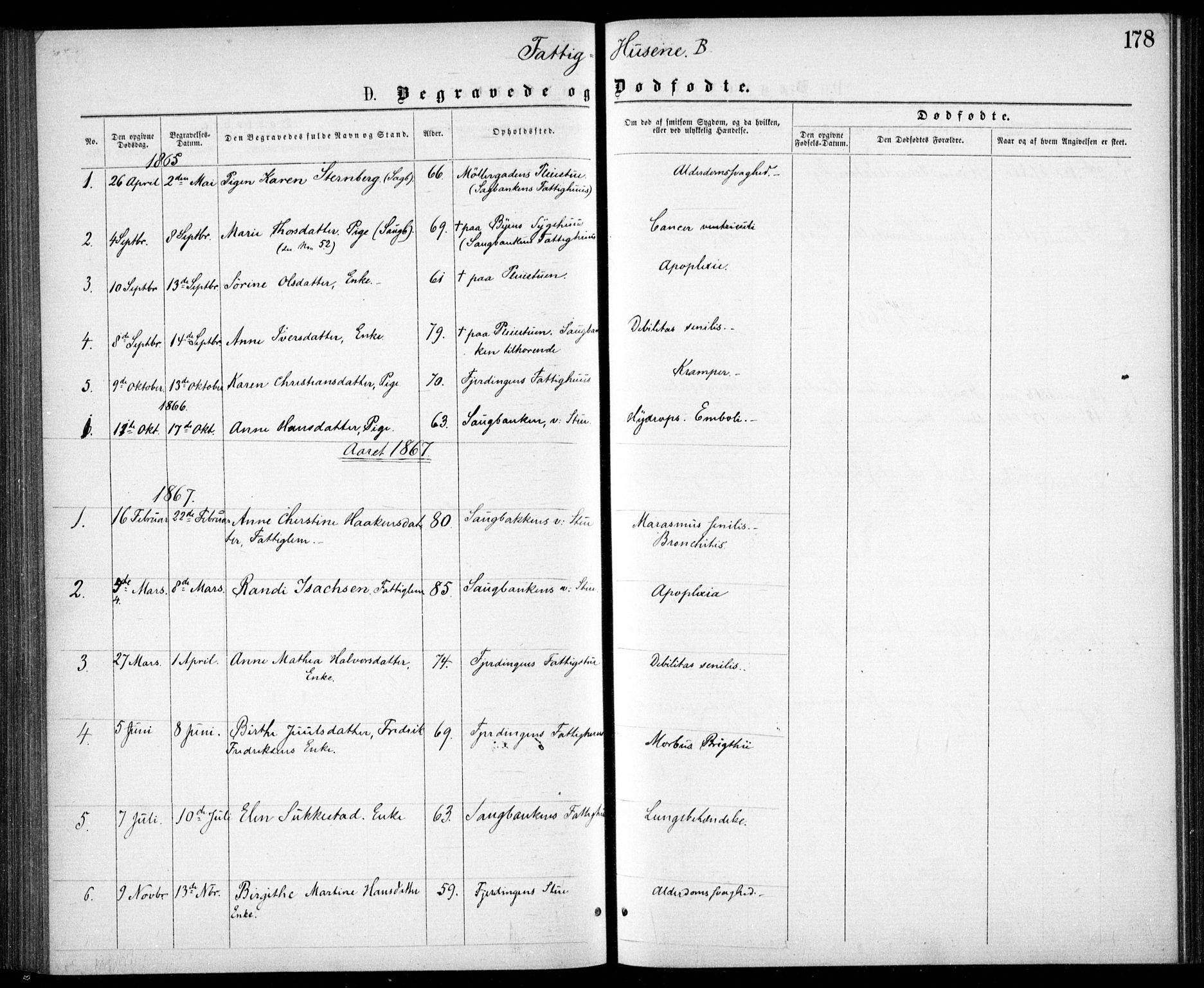 Krohgstøtten sykehusprest Kirkebøker, SAO/A-10854/F/Fa/L0001: Parish register (official) no. 1, 1865-1873, p. 178