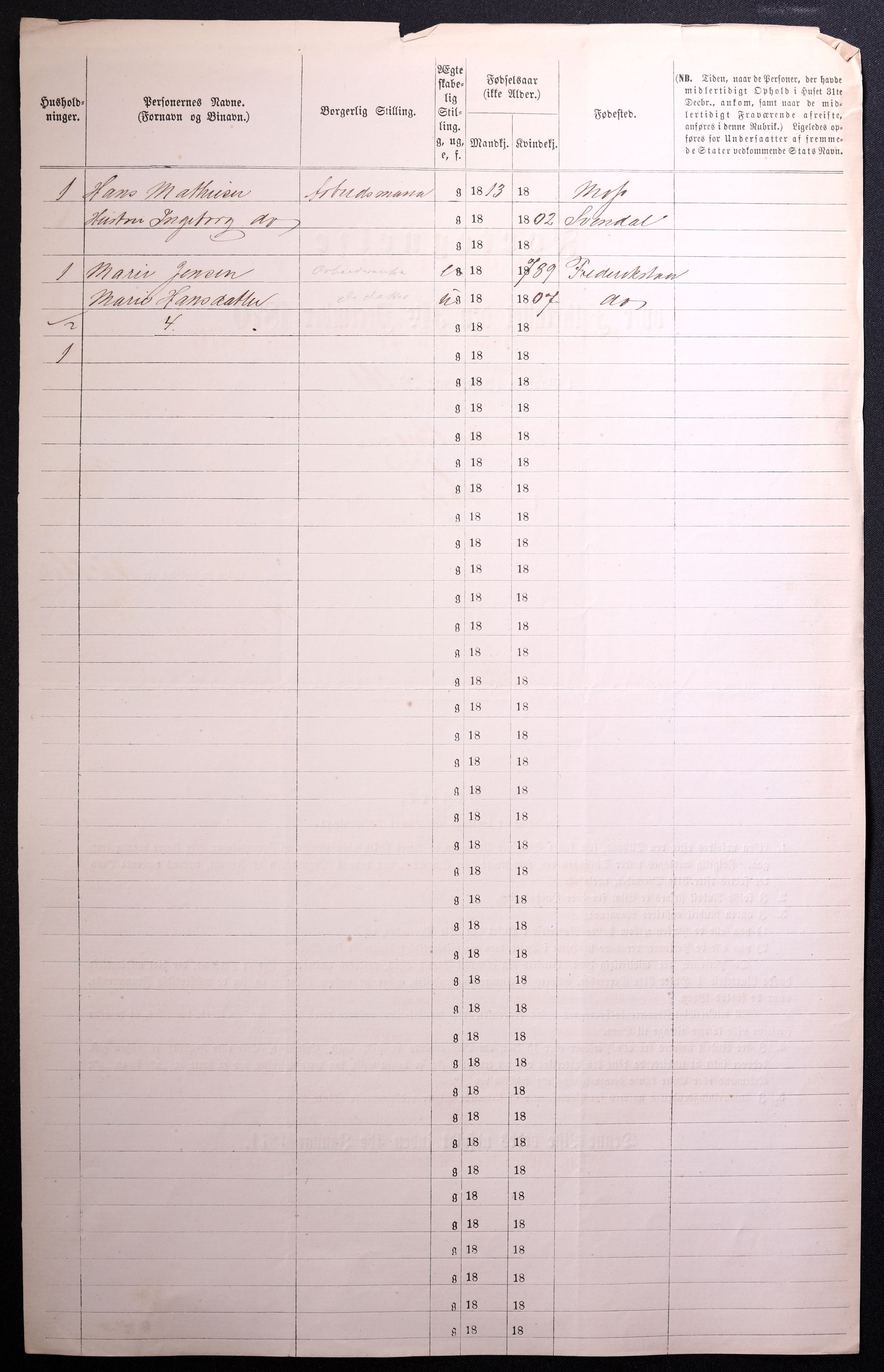 RA, 1870 census for 0104 Moss, 1870, p. 234