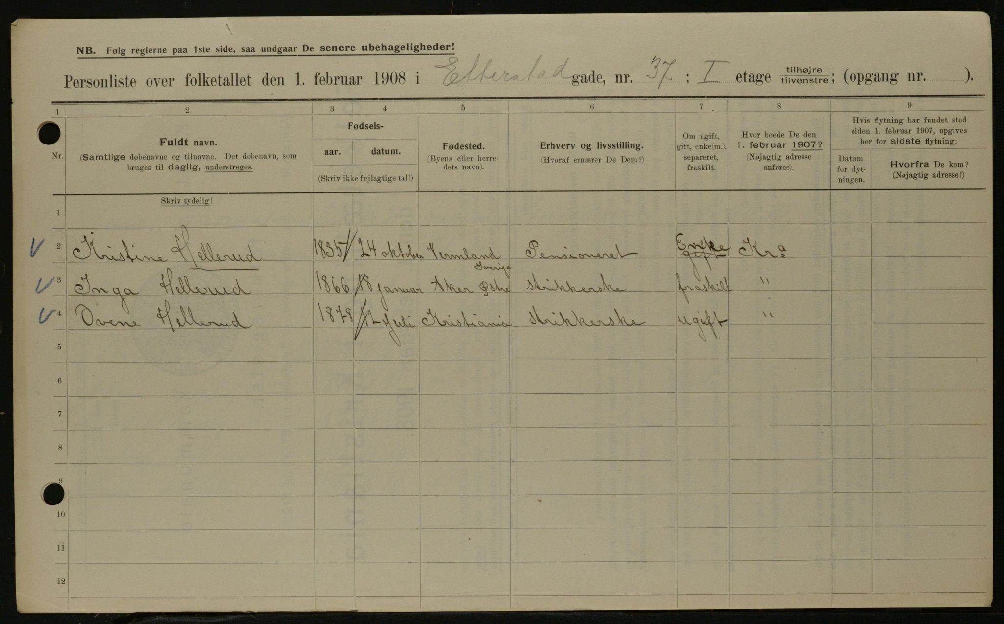 OBA, Municipal Census 1908 for Kristiania, 1908, p. 20591