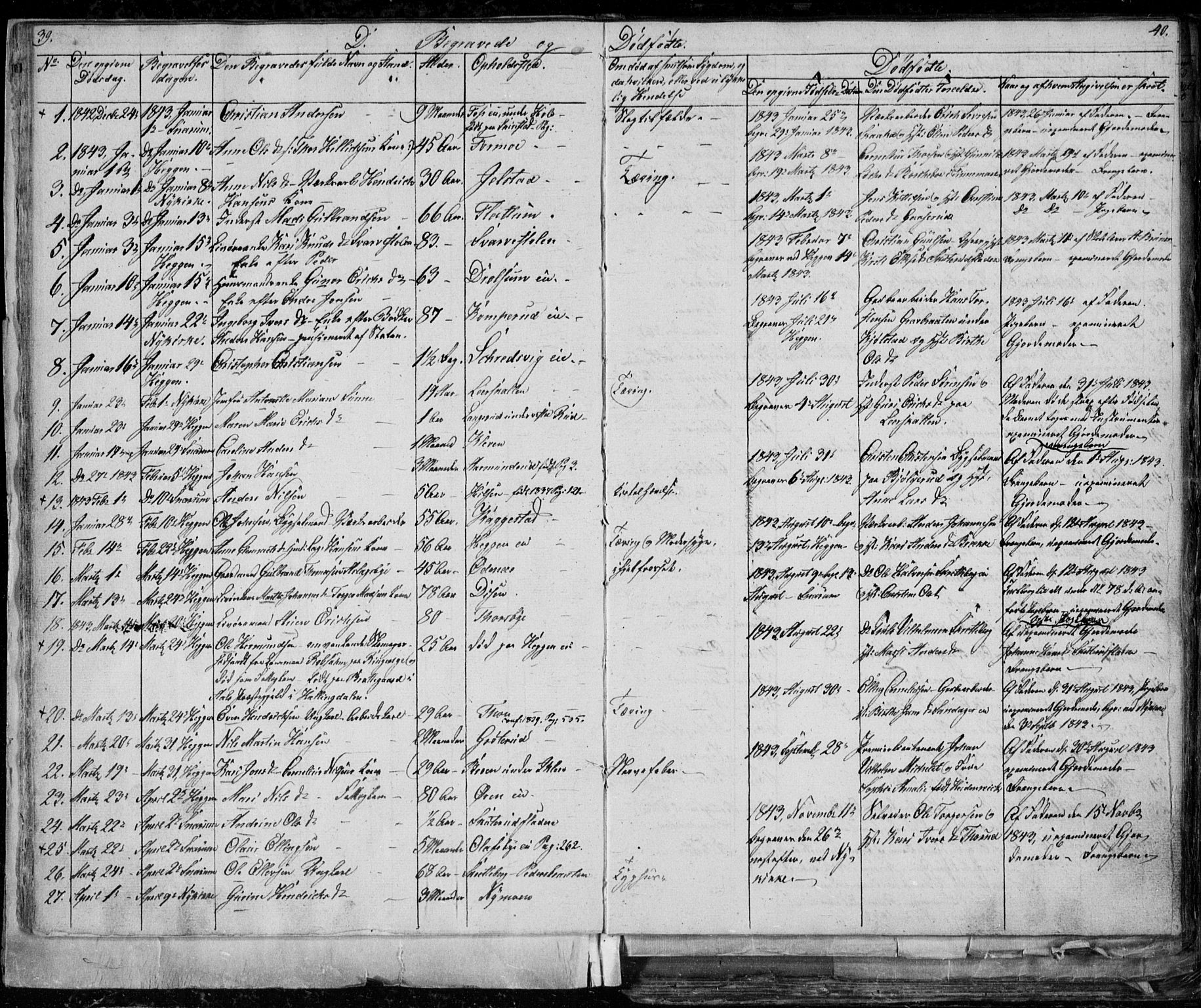 Modum kirkebøker, SAKO/A-234/G/Ga/L0004: Parish register (copy) no. I 4, 1843-1846, p. 39-40