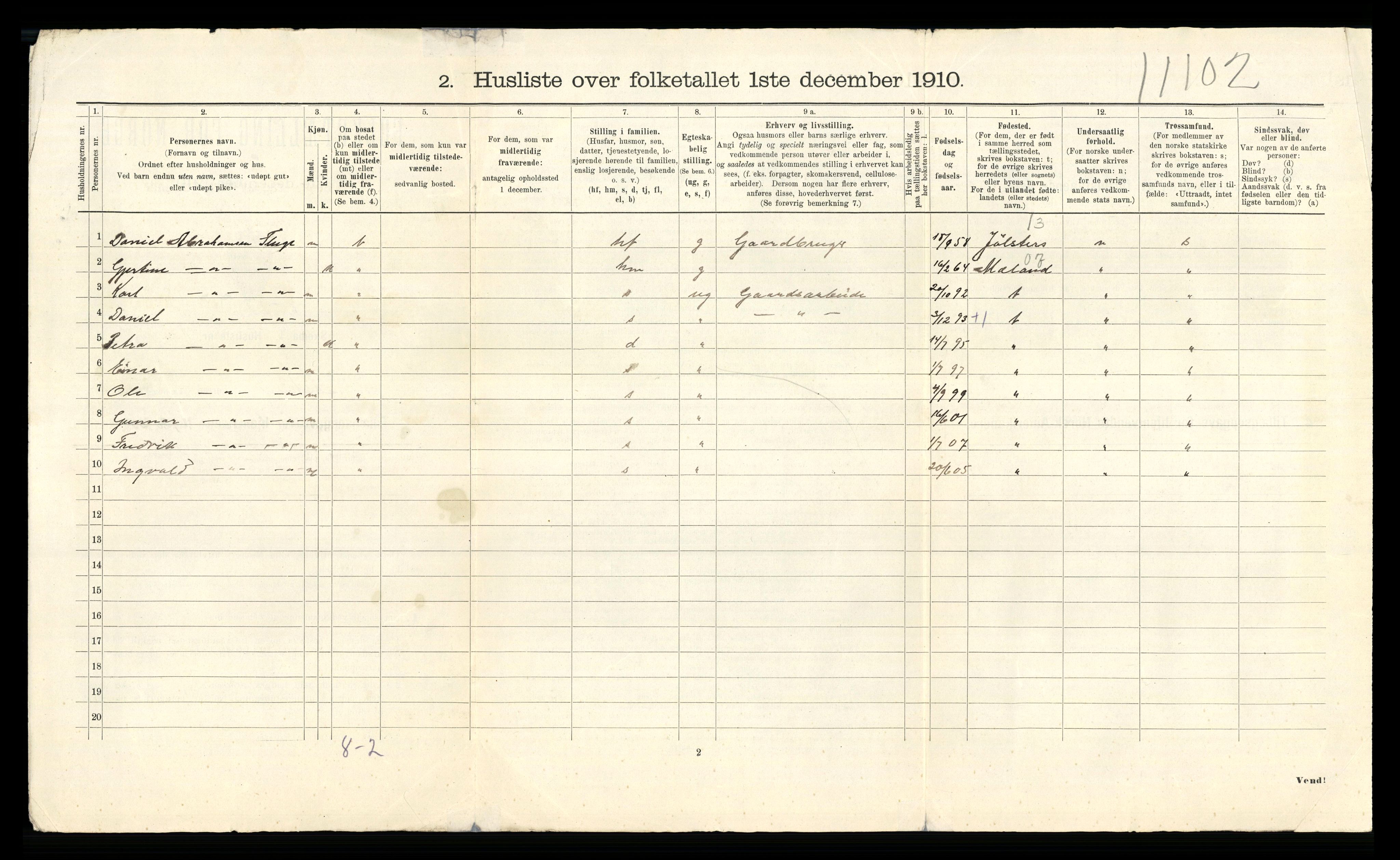 RA, 1910 census for Askøy, 1910, p. 53