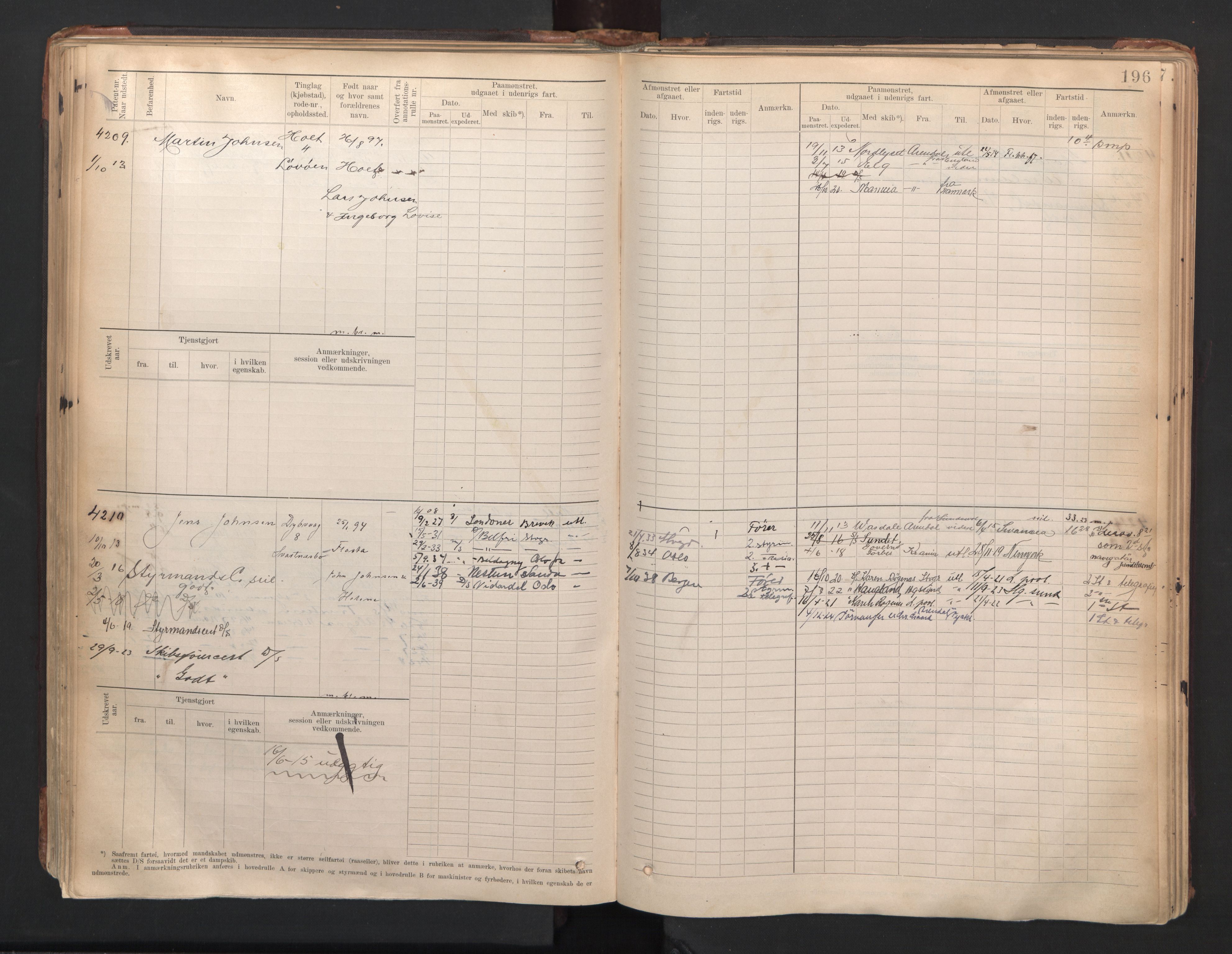 Tvedestrand mønstringskrets, SAK/2031-0011/F/Fb/L0006: Hovedrulle A nr 3818-4409, R-7, 1905-1948, p. 201