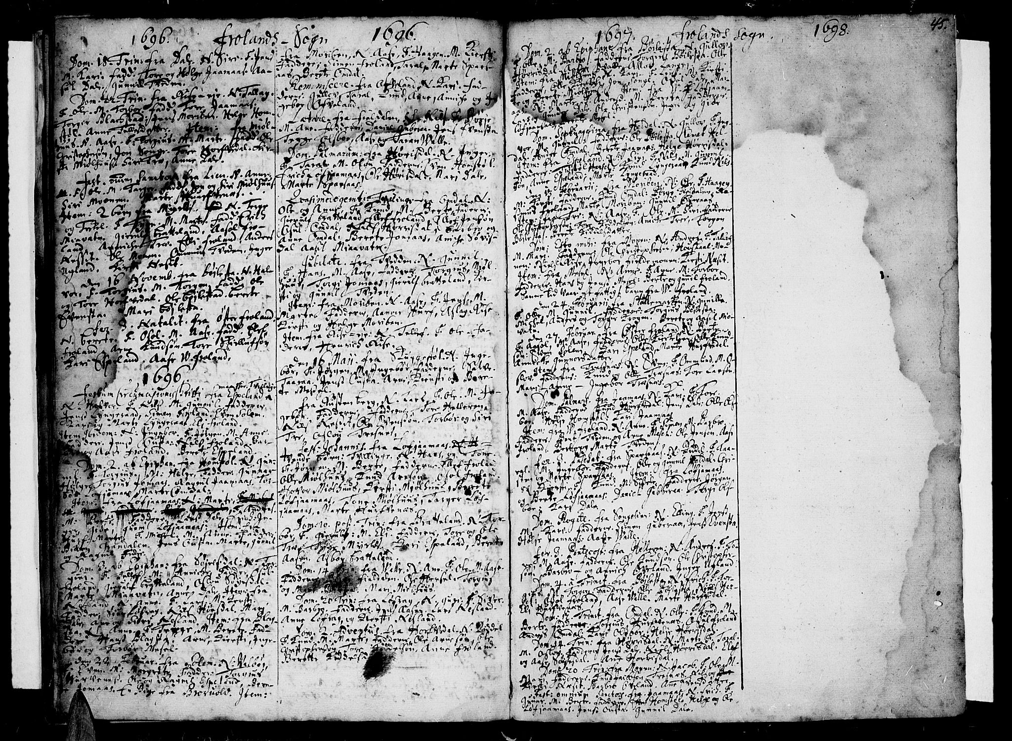 Øyestad sokneprestkontor, AV/SAK-1111-0049/F/Fa/L0001: Parish register (official) no. A 1 /3, 1683-1697, p. 45