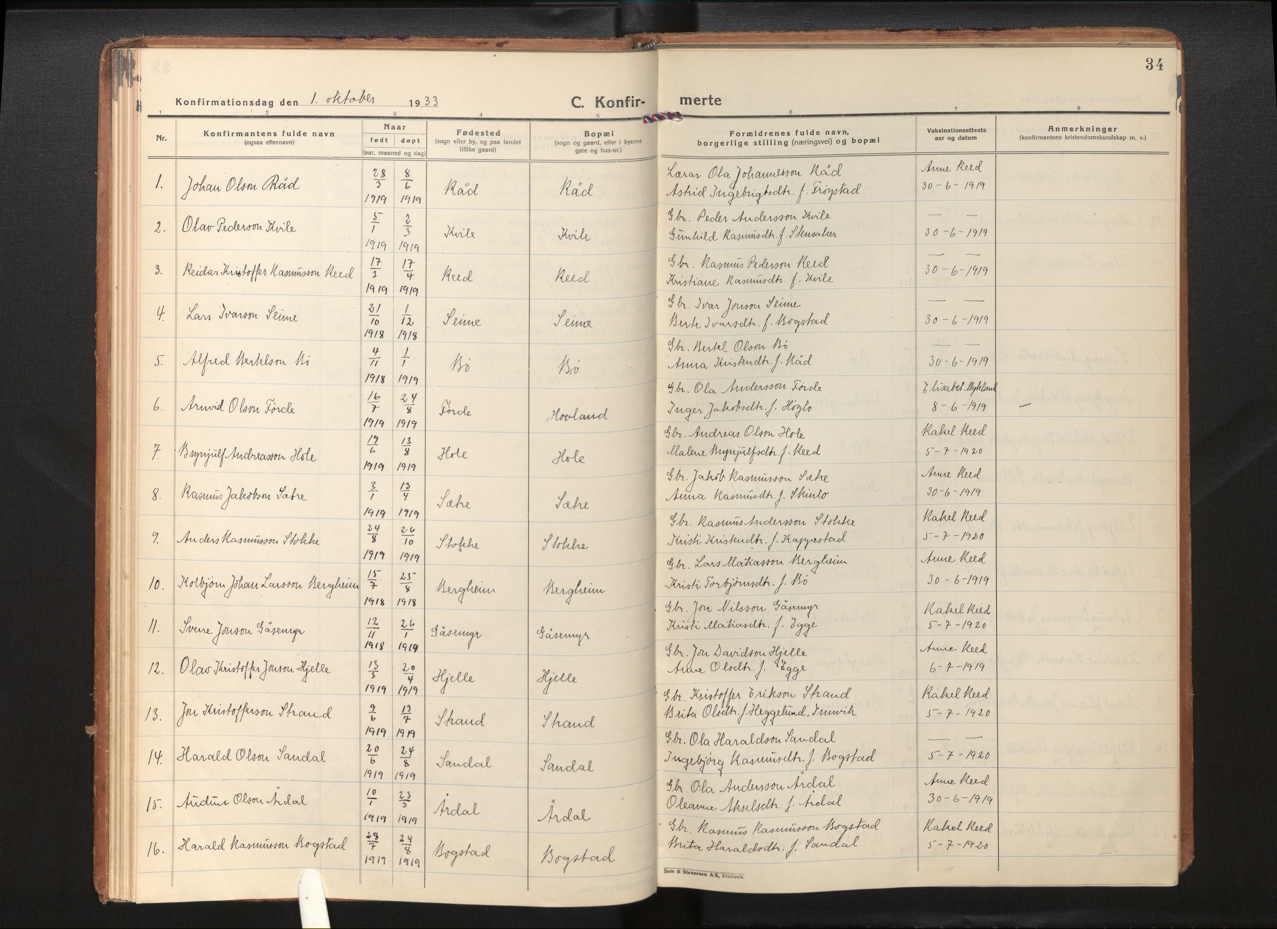 Gloppen sokneprestembete, SAB/A-80101/H/Hac/L0005: Curate's parish register no. A 5, 1923-1941, p. 33b-34a