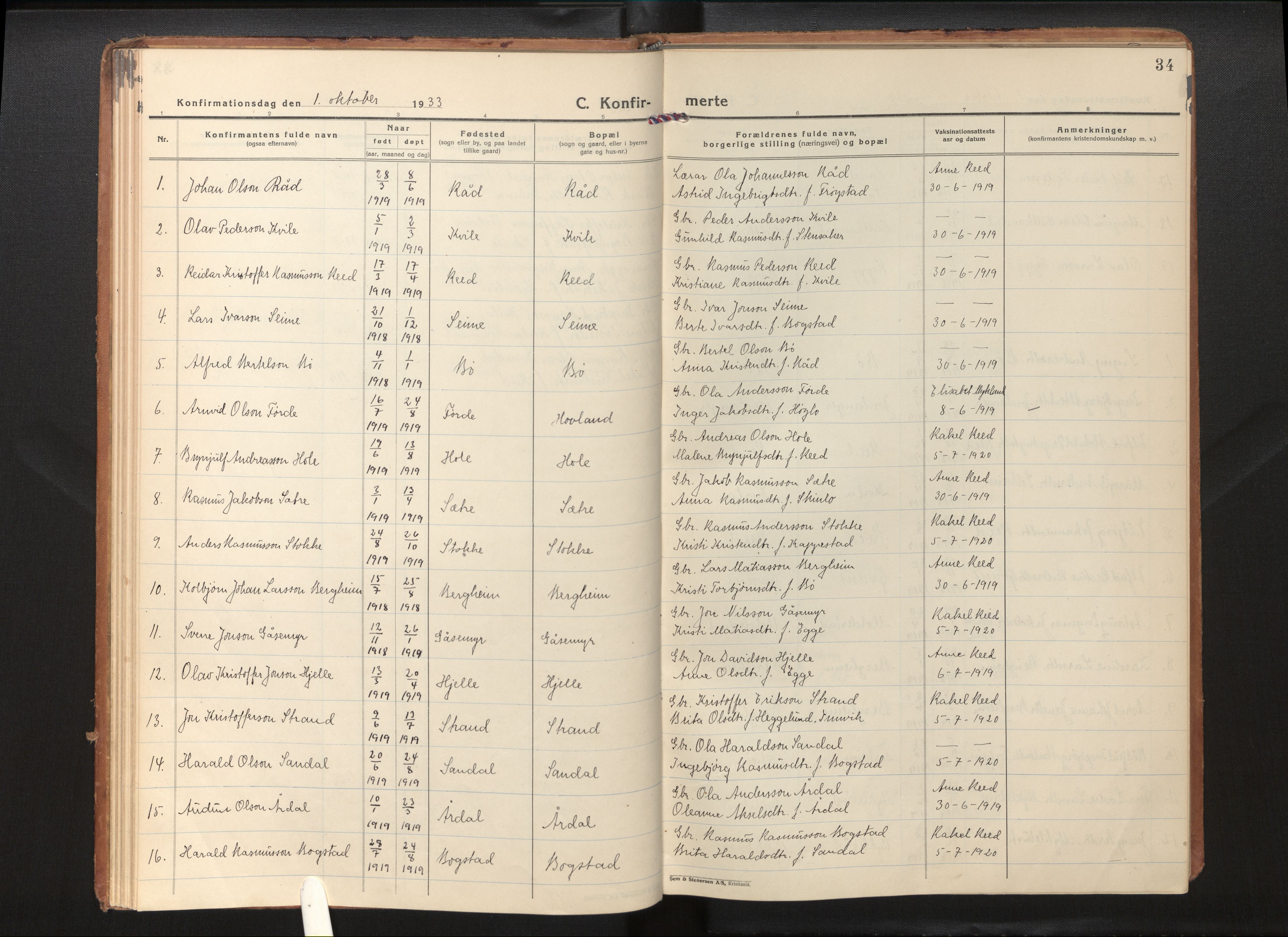 Gloppen sokneprestembete, AV/SAB-A-80101/H/Hac/L0005: Curate's parish register no. A 5, 1923-1941, p. 33b-34a