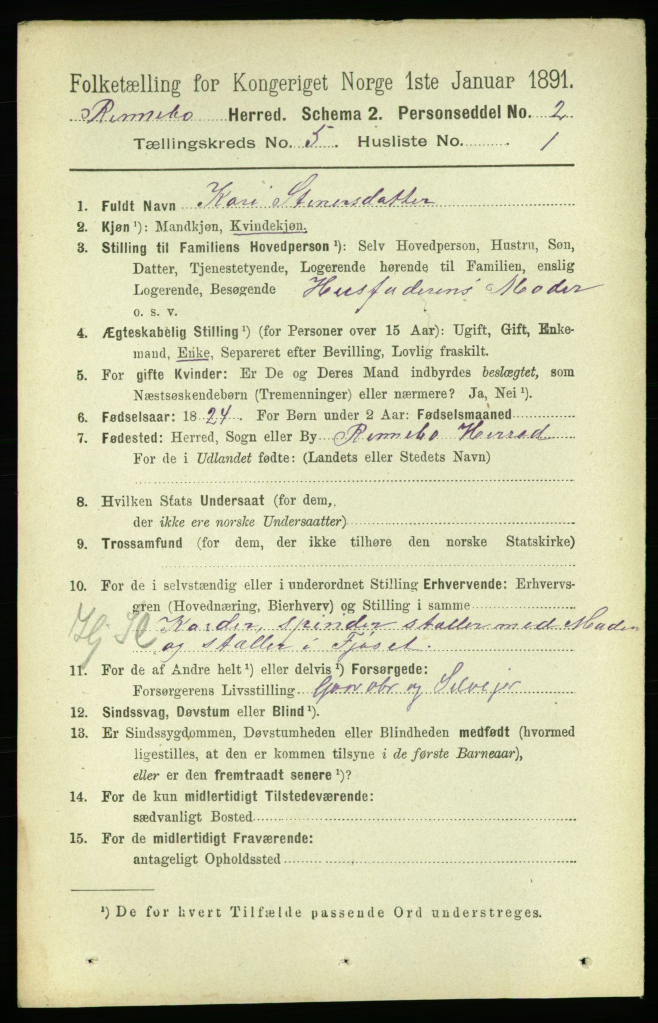 RA, 1891 census for 1635 Rennebu, 1891, p. 2648