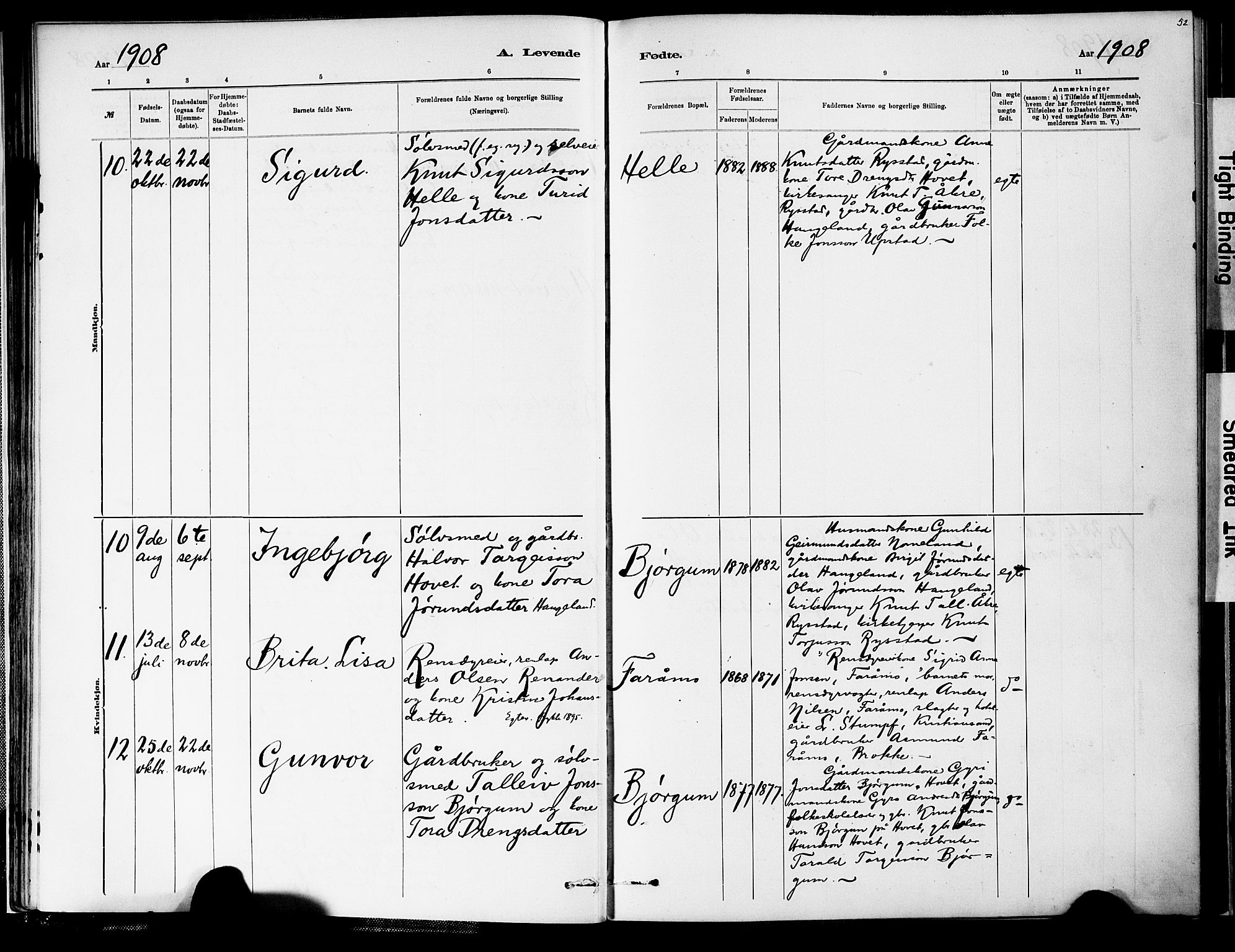 Valle sokneprestkontor, AV/SAK-1111-0044/F/Fa/Fab/L0001: Parish register (official) no. A 1, 1882-1910, p. 52