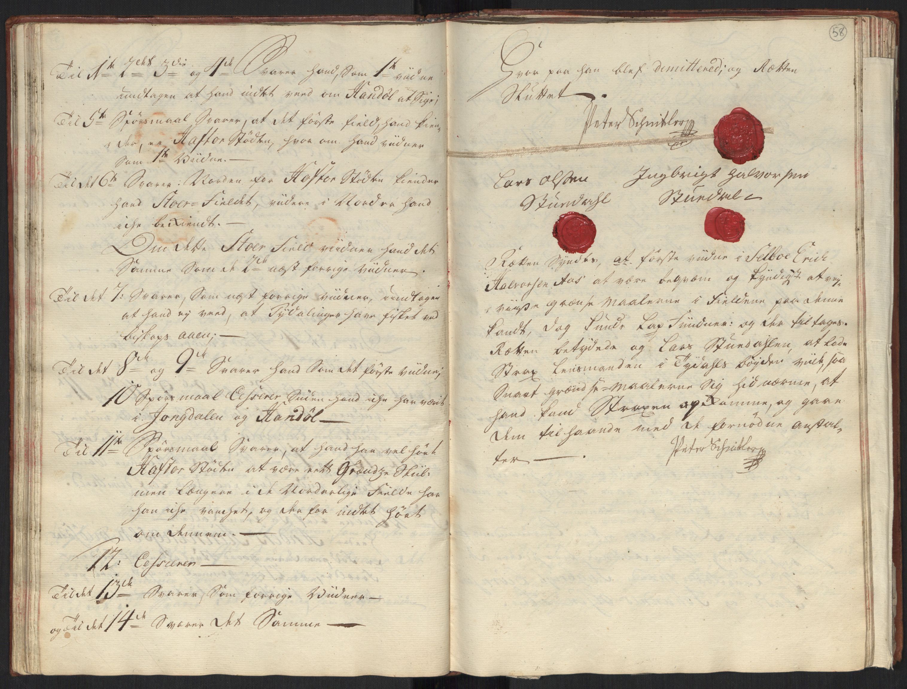 Danske Kanselli, Grensearkivet, AV/RA-EA-4062/F/L0010/0002: Volum XX-XXII / Vol. XXI: Major Schnitlers grenseeksaminasjonsprotokoll, 1. bind, 1742, p. 57b-58a