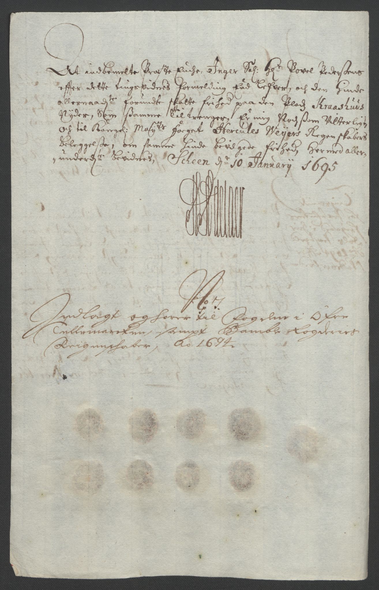 Rentekammeret inntil 1814, Reviderte regnskaper, Fogderegnskap, RA/EA-4092/R36/L2092: Fogderegnskap Øvre og Nedre Telemark og Bamble, 1694, p. 102