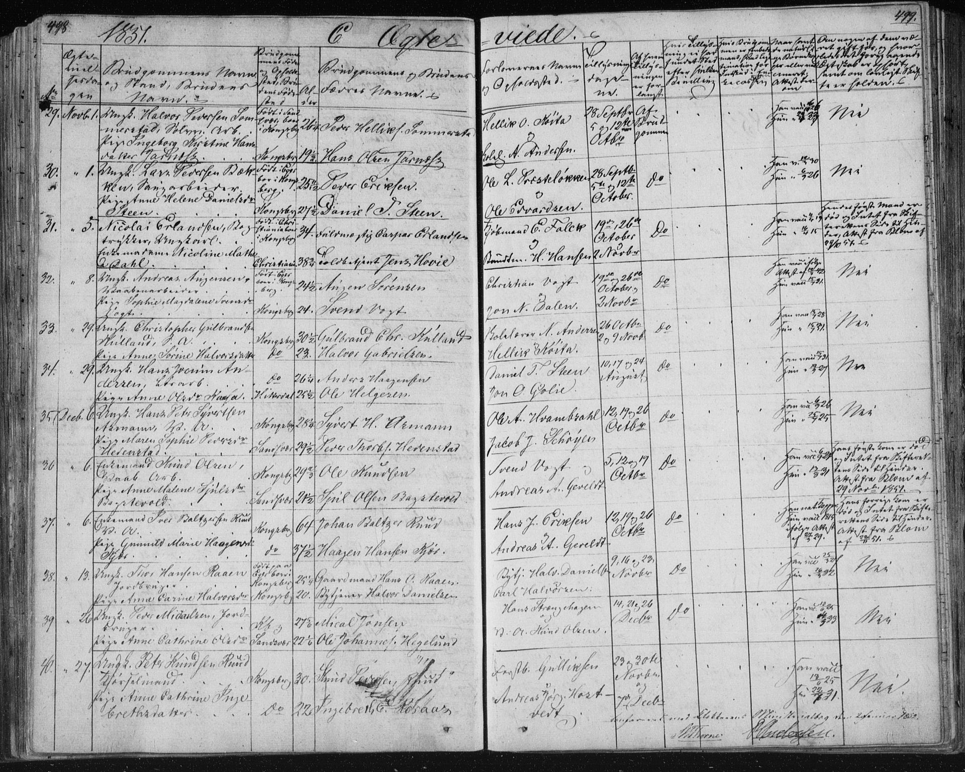 Kongsberg kirkebøker, AV/SAKO-A-22/F/Fa/L0009: Parish register (official) no. I 9, 1839-1858, p. 498-499