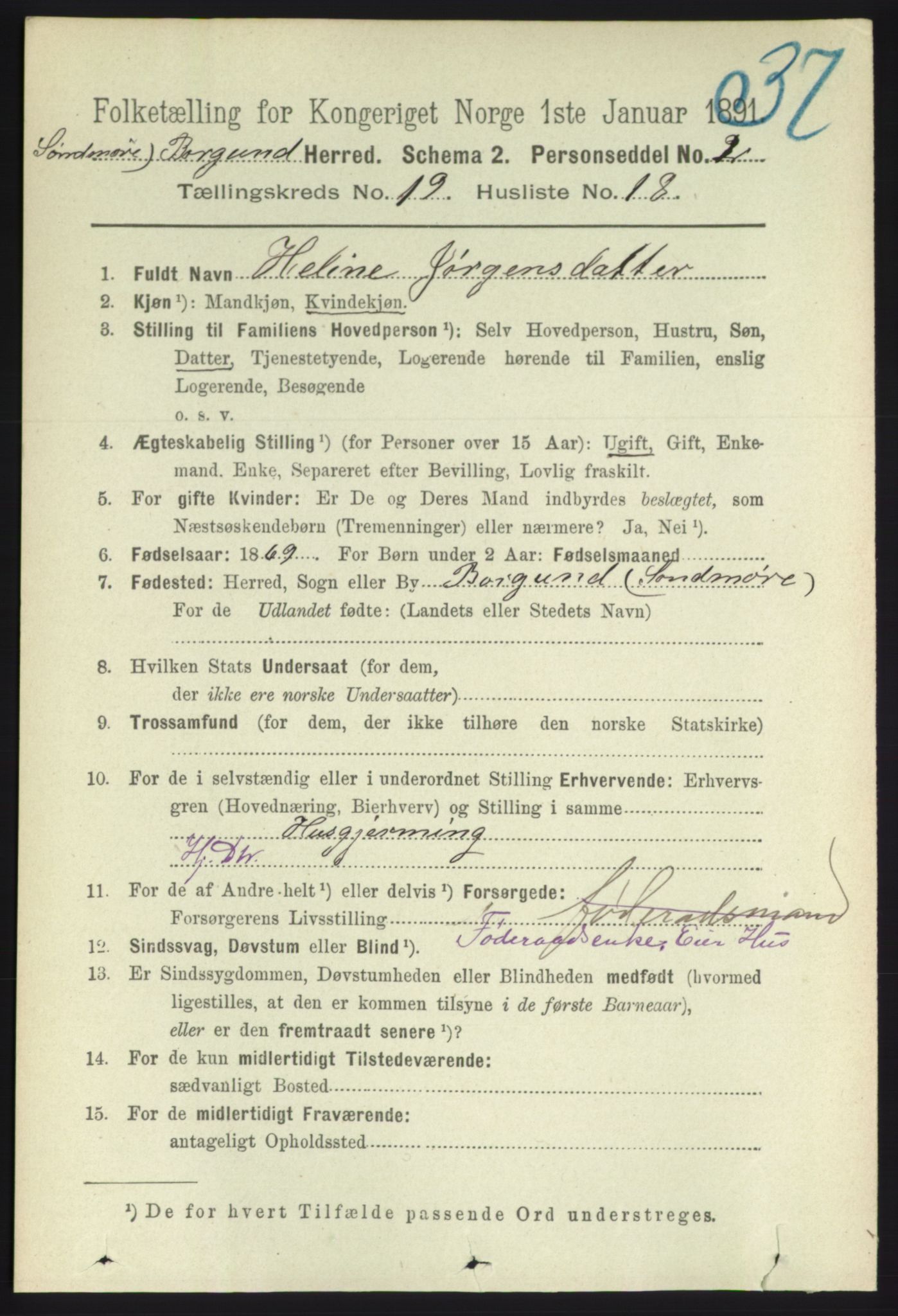 RA, 1891 census for 1531 Borgund, 1891, p. 6079