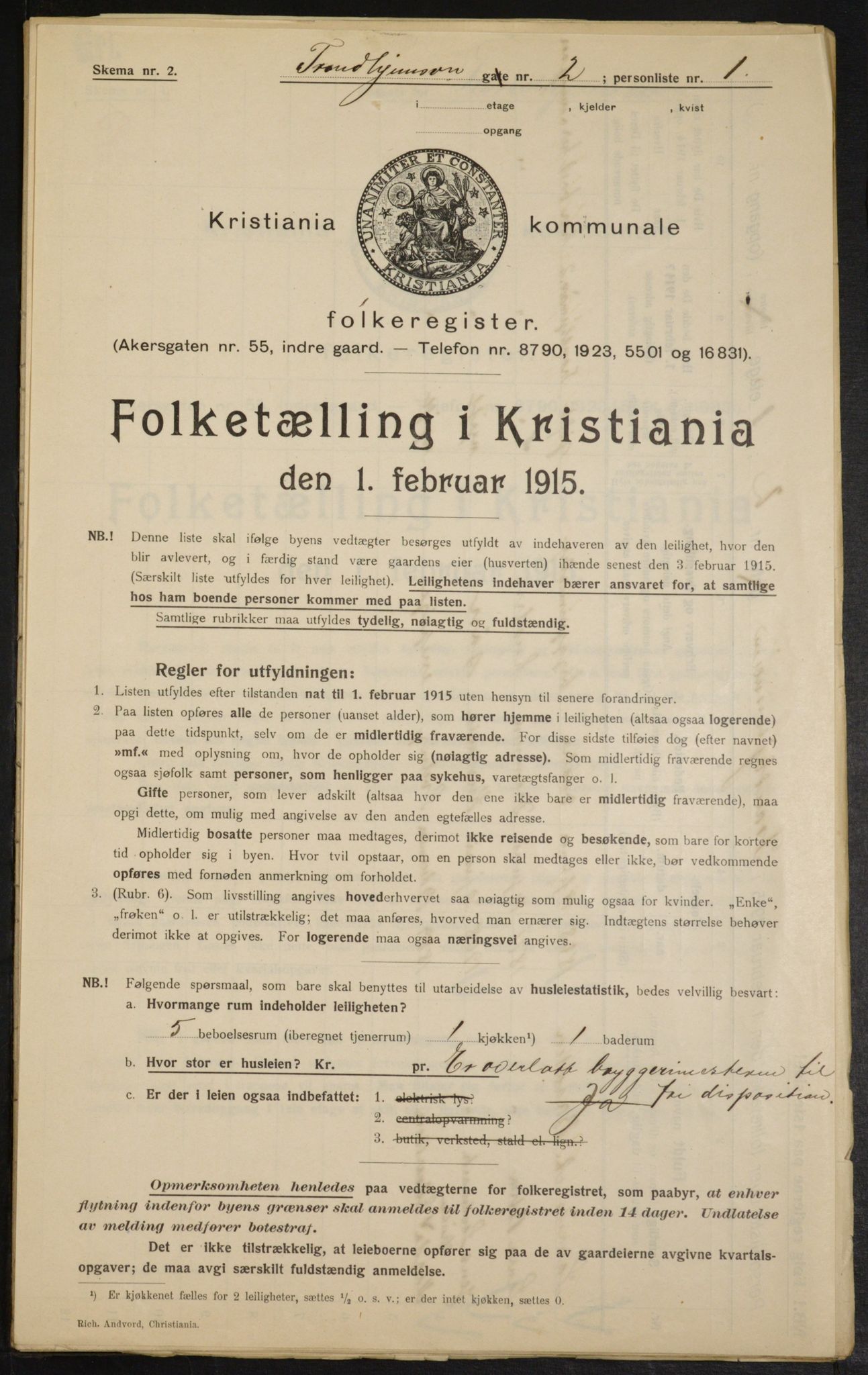 OBA, Municipal Census 1915 for Kristiania, 1915, p. 116199