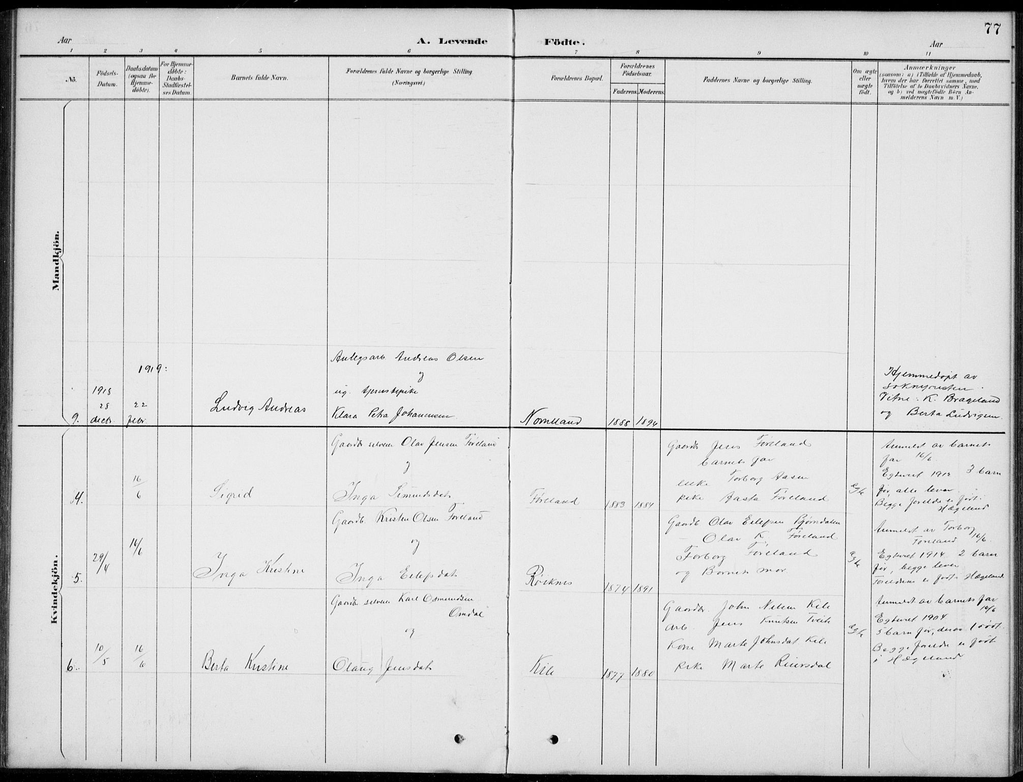 Vennesla sokneprestkontor, AV/SAK-1111-0045/Fb/Fba/L0003: Parish register (copy) no. B 3, 1890-1919, p. 77