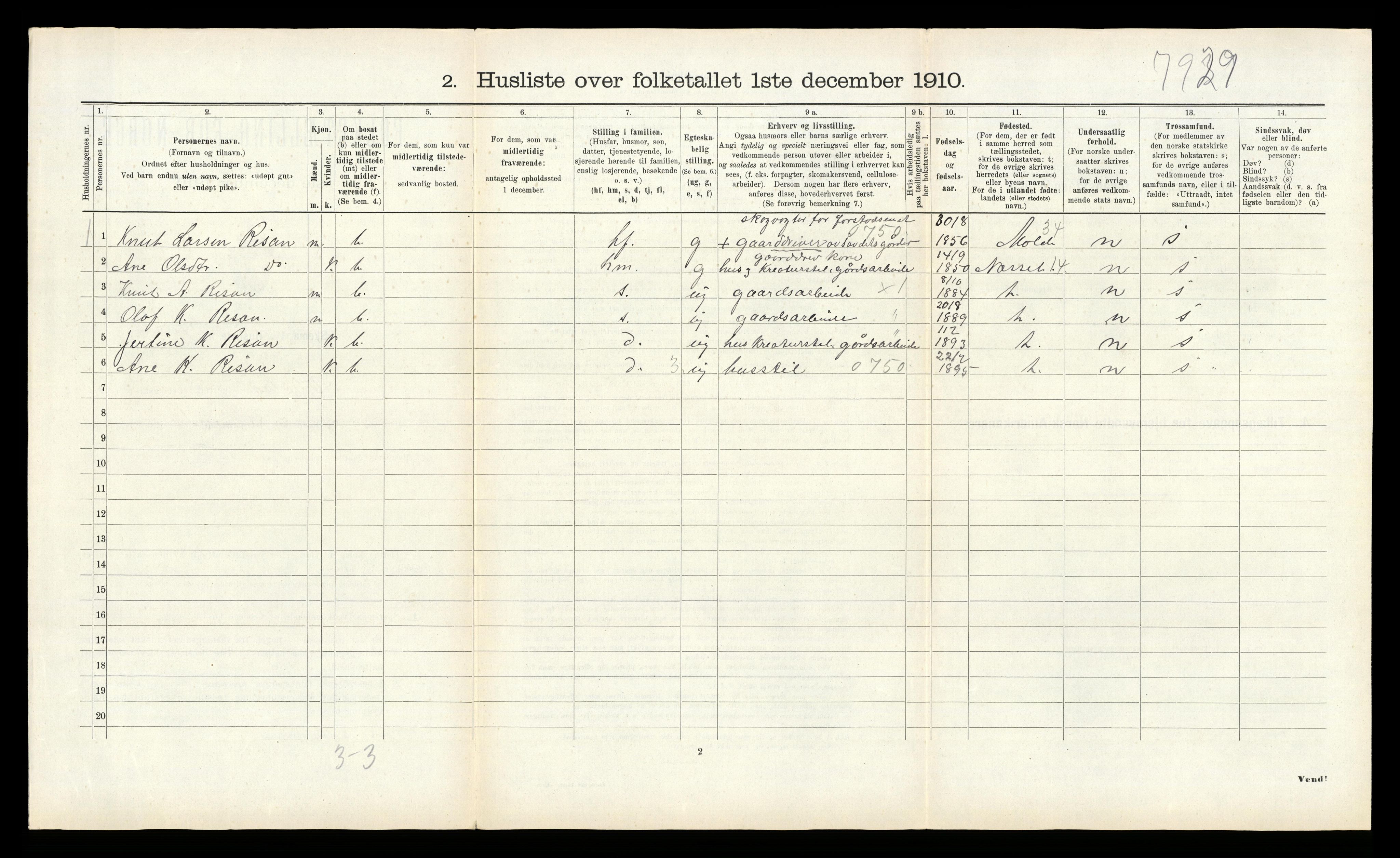 RA, 1910 census for Bolsøy, 1910, p. 1116