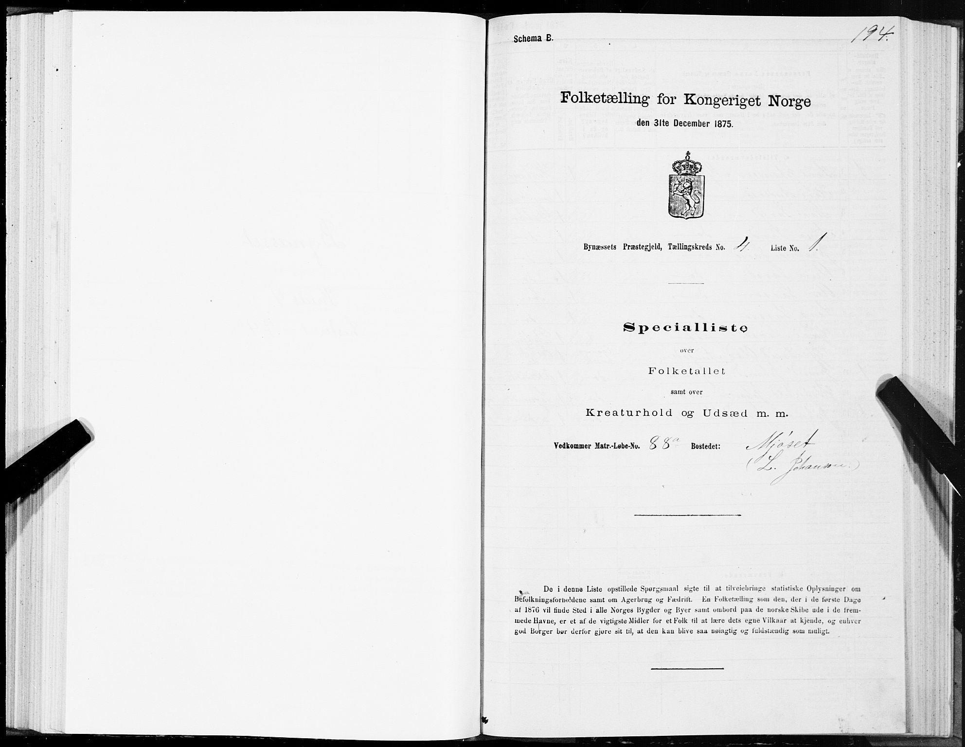 SAT, 1875 census for 1655P Byneset, 1875, p. 2194