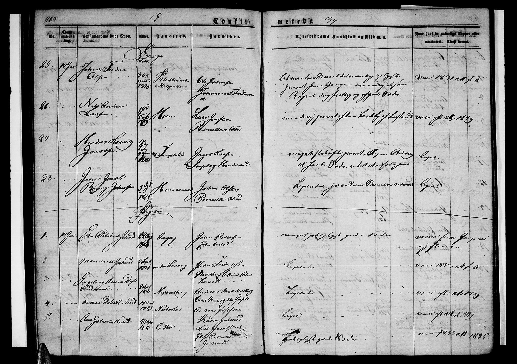Ministerialprotokoller, klokkerbøker og fødselsregistre - Nordland, SAT/A-1459/838/L0548: Parish register (official) no. 838A06, 1829-1839, p. 489-490